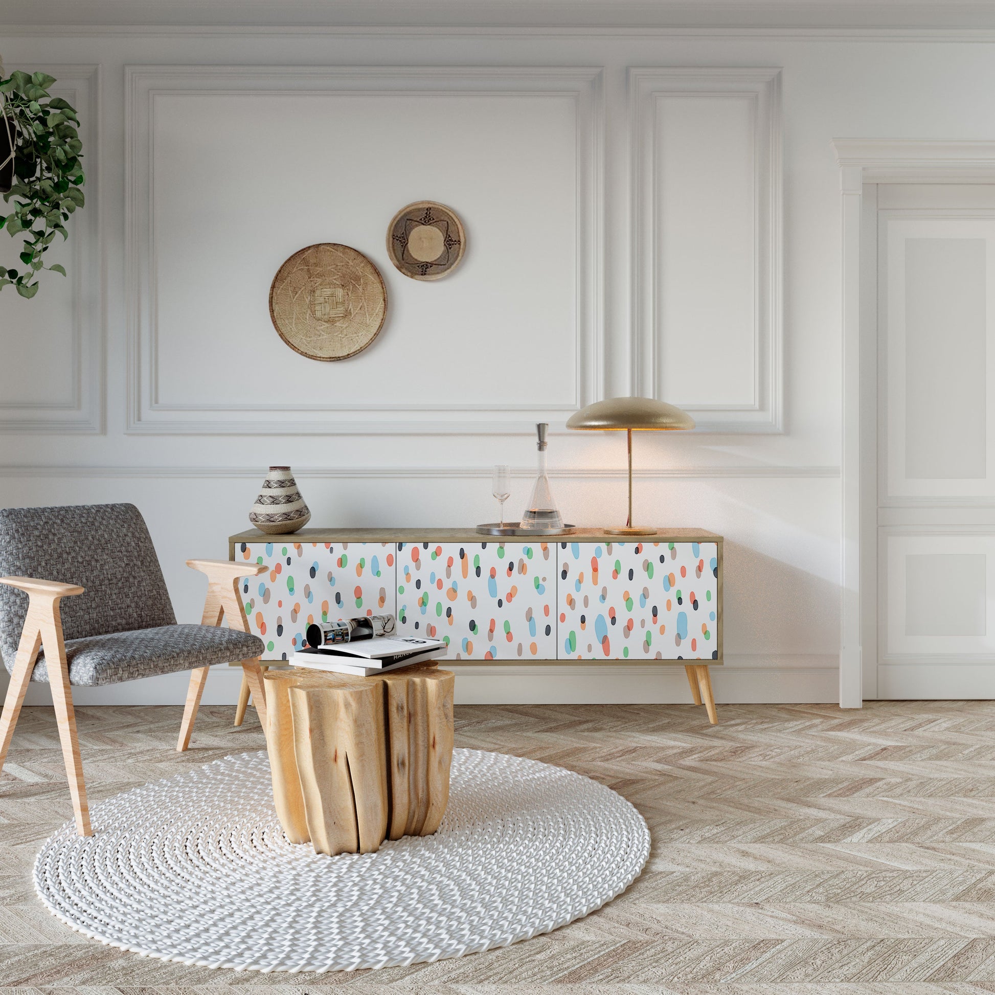 Meuble TV 3 portes ENERGETIC SPOTS effet chêne