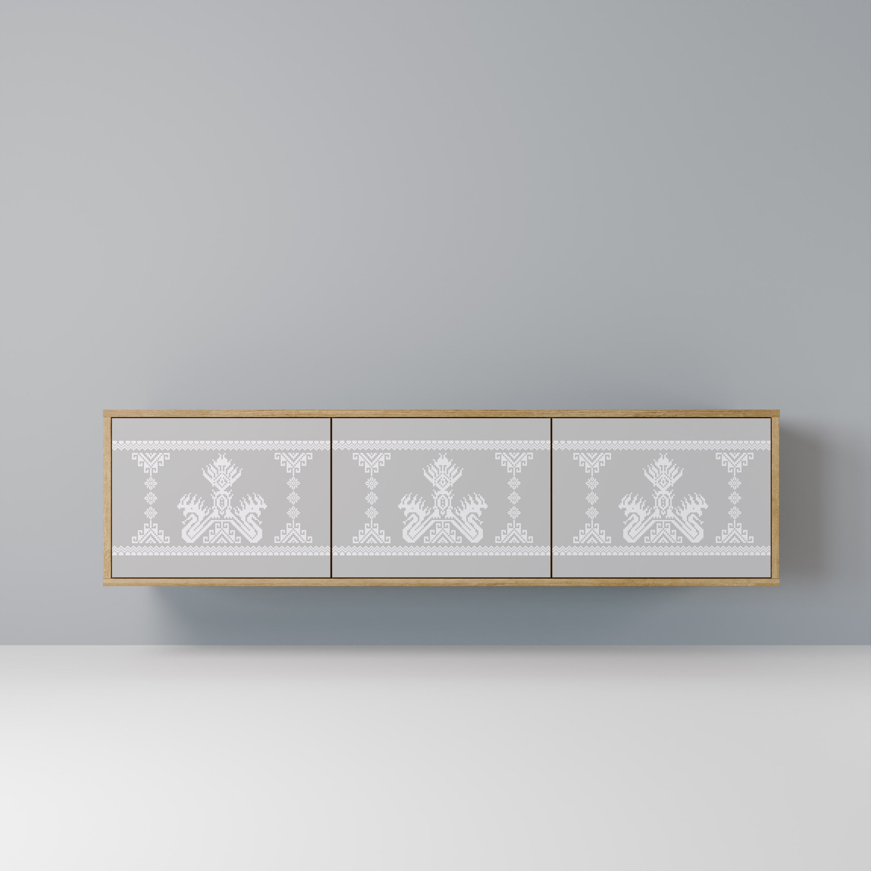 Meuble TV 3 portes THAI GRAY effet chêne