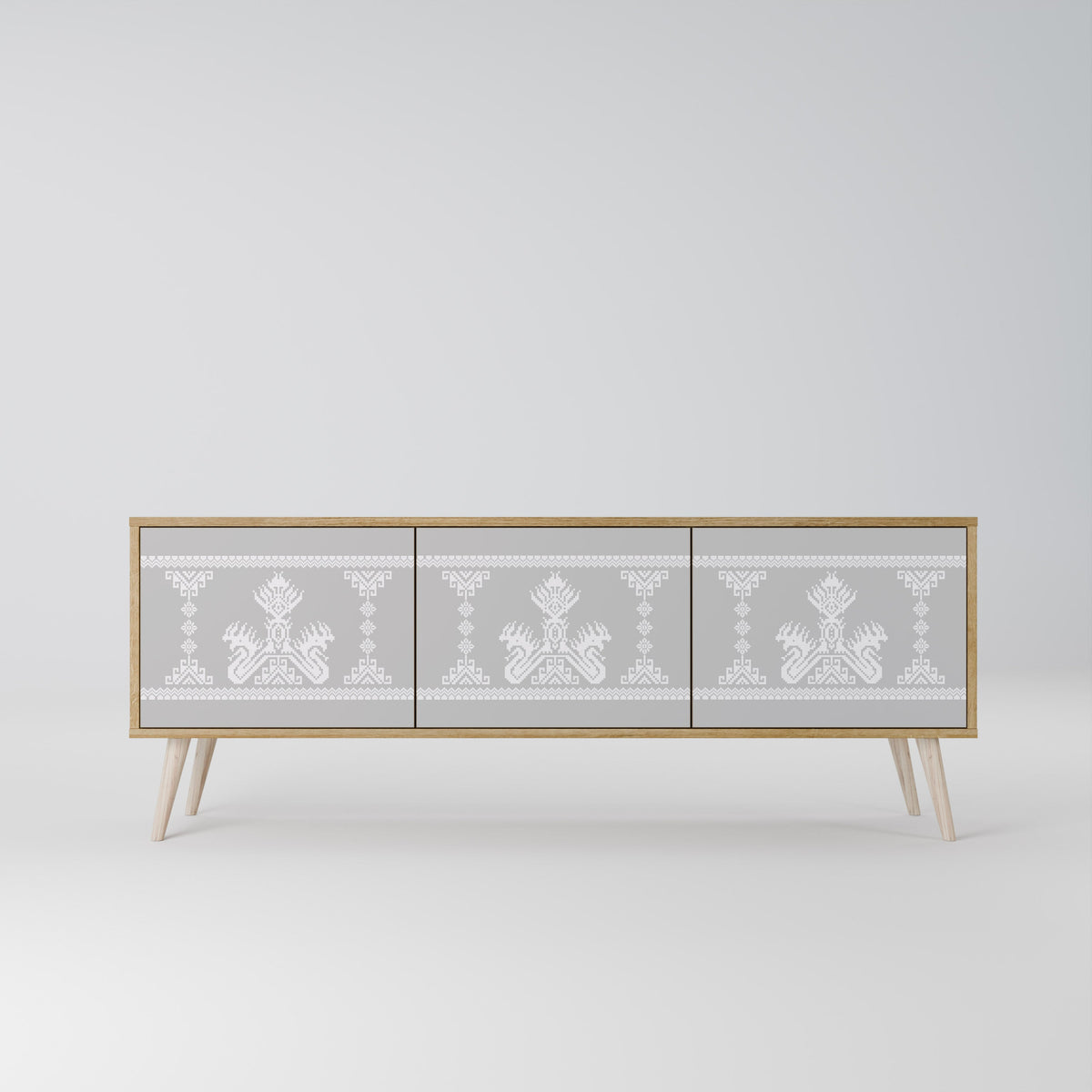 Meuble TV 3 portes THAI GRAY effet chêne