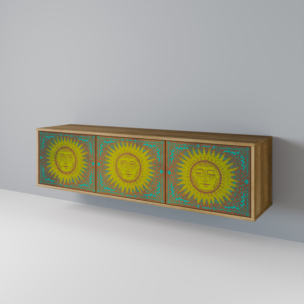SUNSHINE EULOGY 3-Door TV Stand in Oak Effect