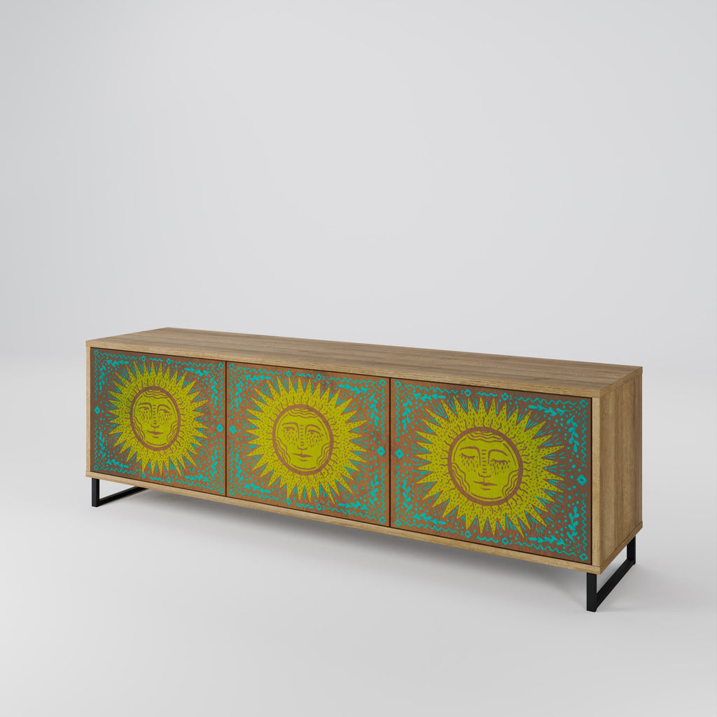 SUNSHINE EULOGY 3-Door TV Stand in Oak Effect