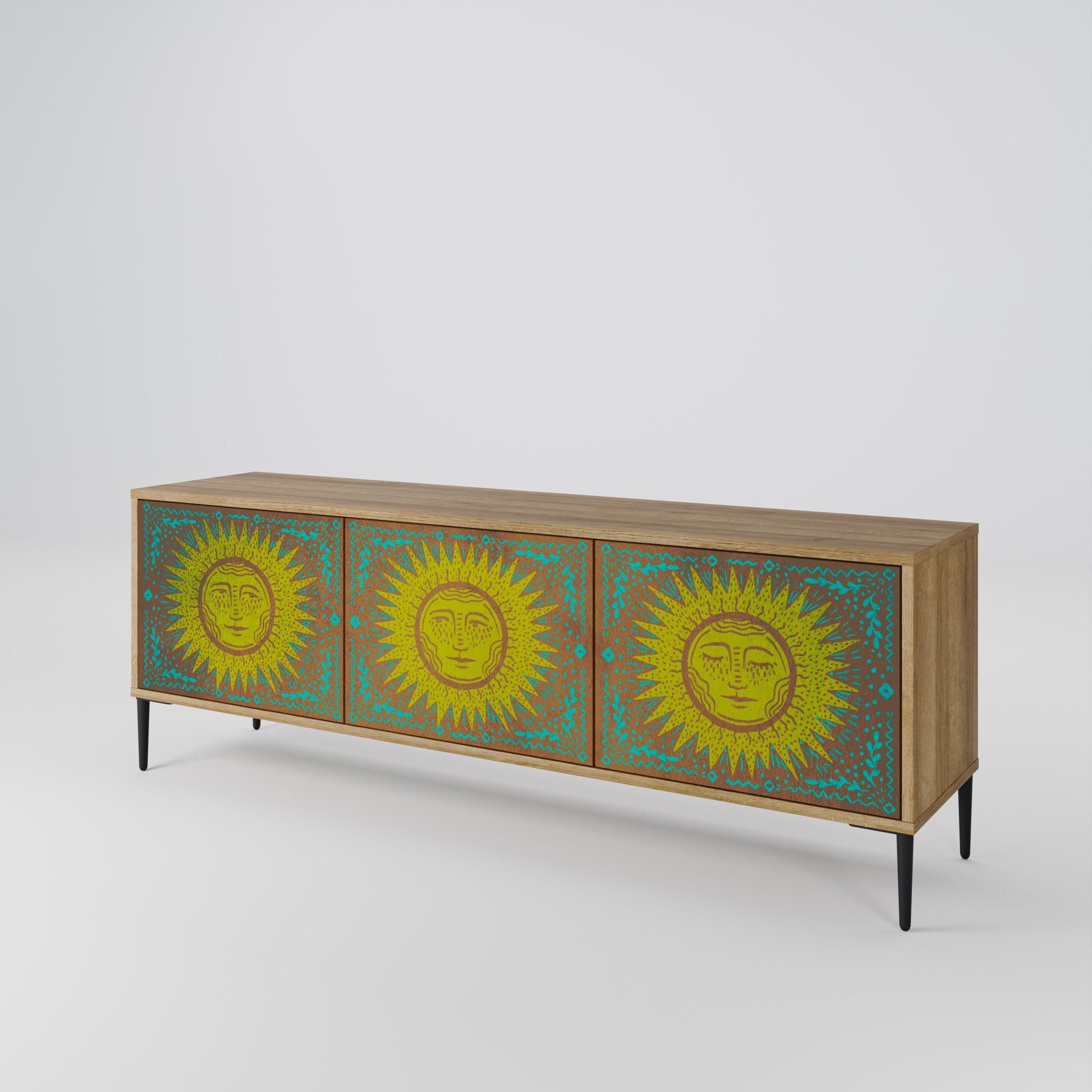 SUNSHINE EULOGY 3-Door TV Stand in Oak Effect