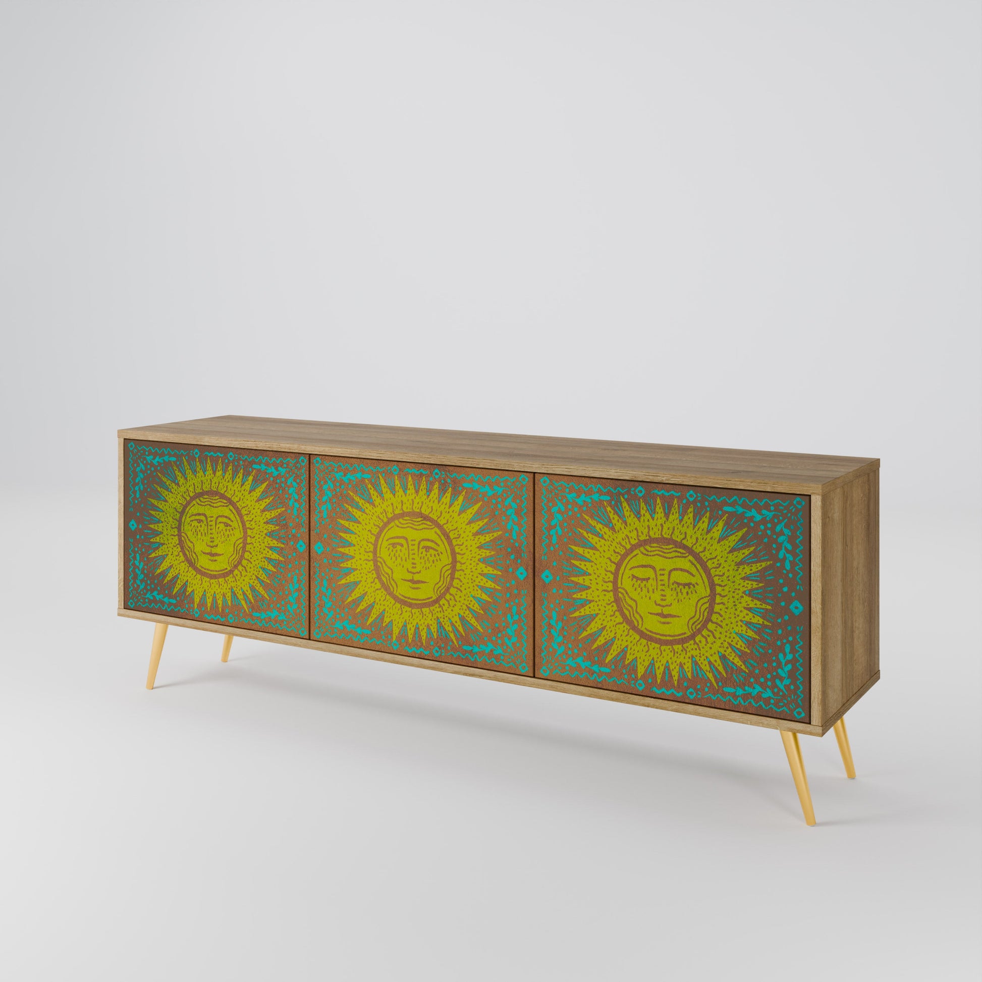SUNSHINE EULOGY 3-Door TV Stand in Oak Effect