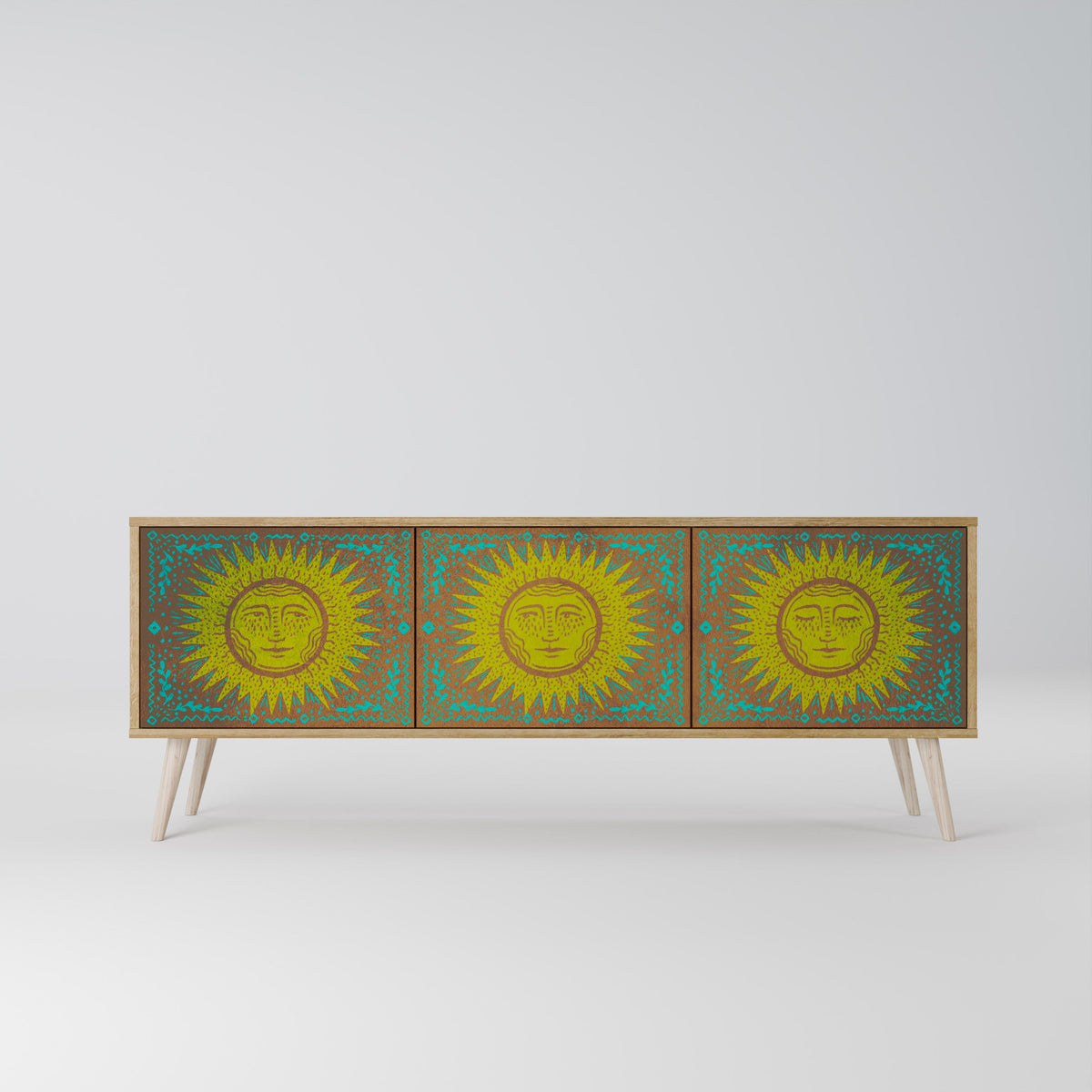 SUNSHINE EULOGY 3-Door TV Stand in Oak Effect