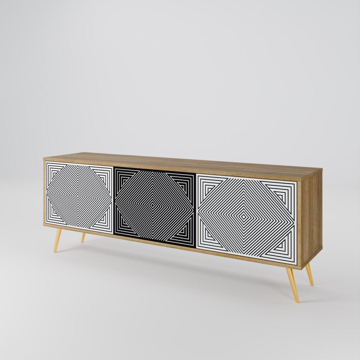 POLYGON ILLUSION 3-Door TV Cabinet