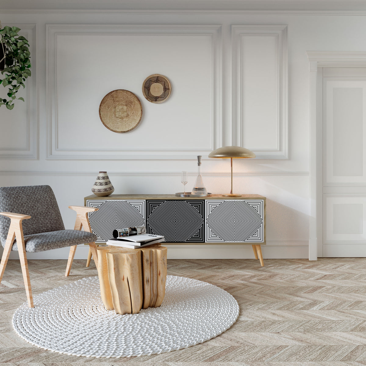 POLYGON ILLUSION 3-Door TV Cabinet