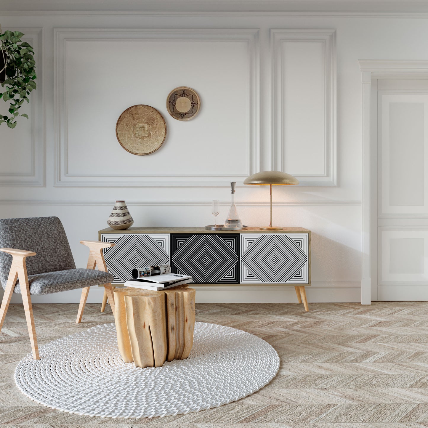 POLYGON ILLUSION 3-Door TV Cabinet
