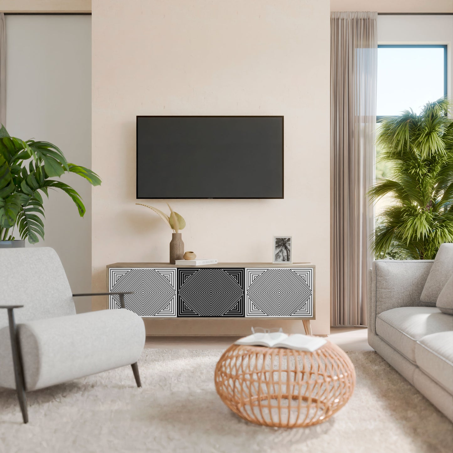 POLYGON ILLUSION 3-Door TV Cabinet