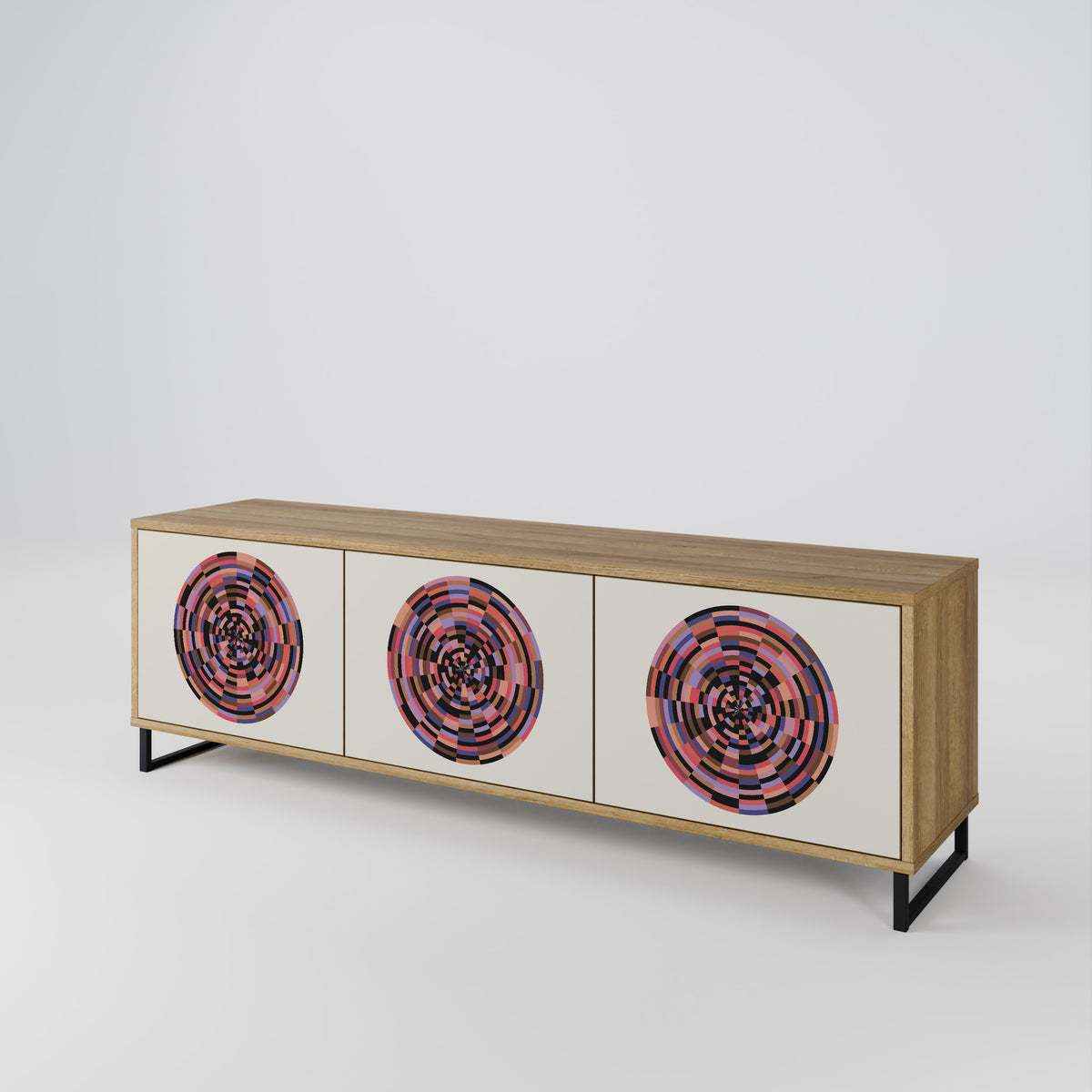 BROWN CIRCLES 3-Door TV Cabinet