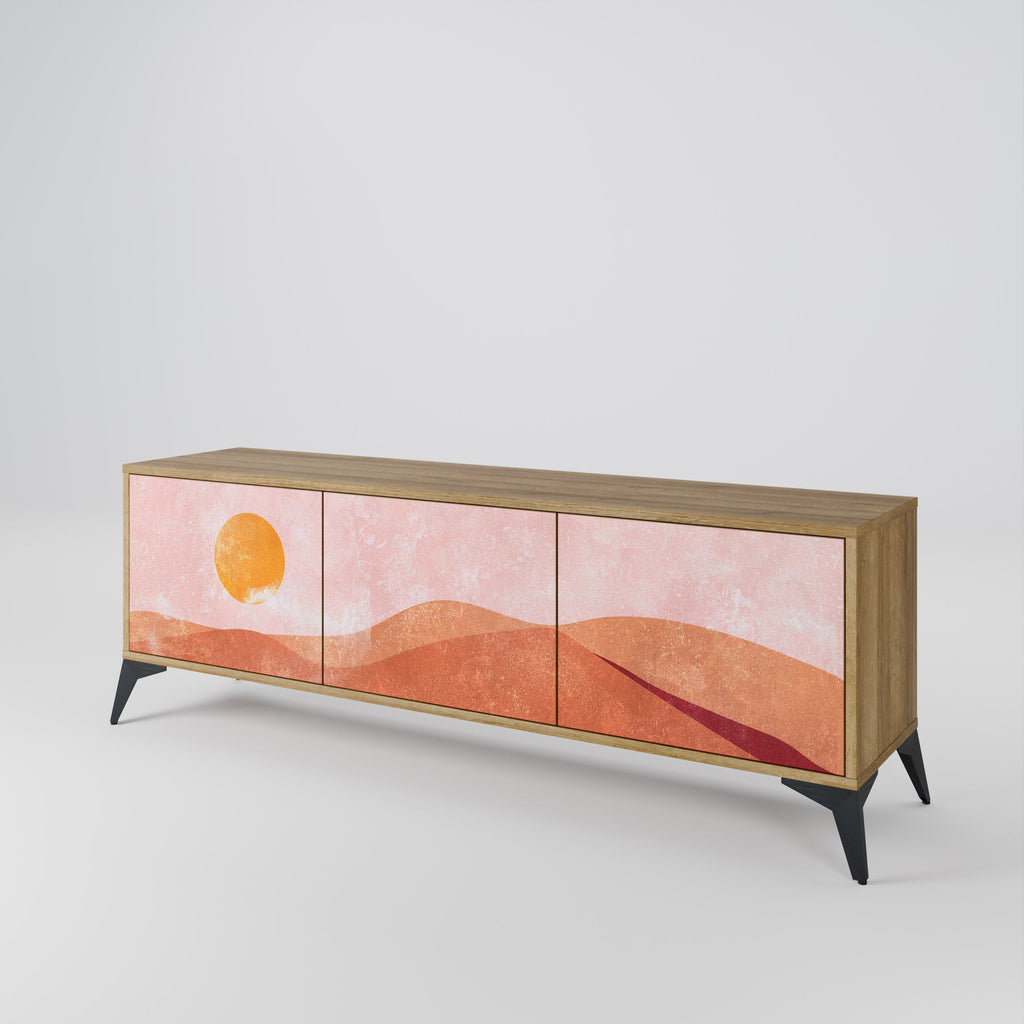 LUMINOUS SUNLIGHT 3-Door TV Stand in Oak Effect