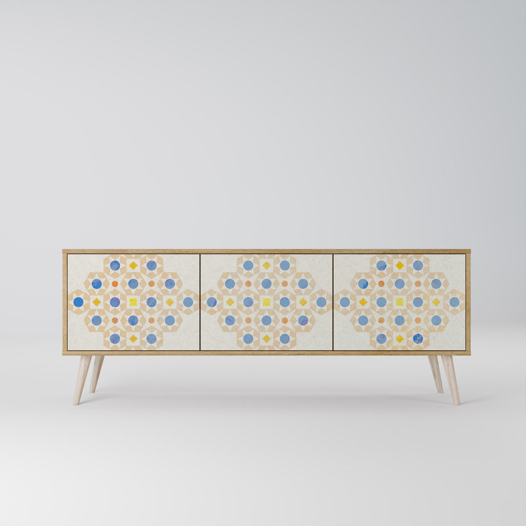 PATTERNED PRISM 3-Door TV Stand in Oak Effect