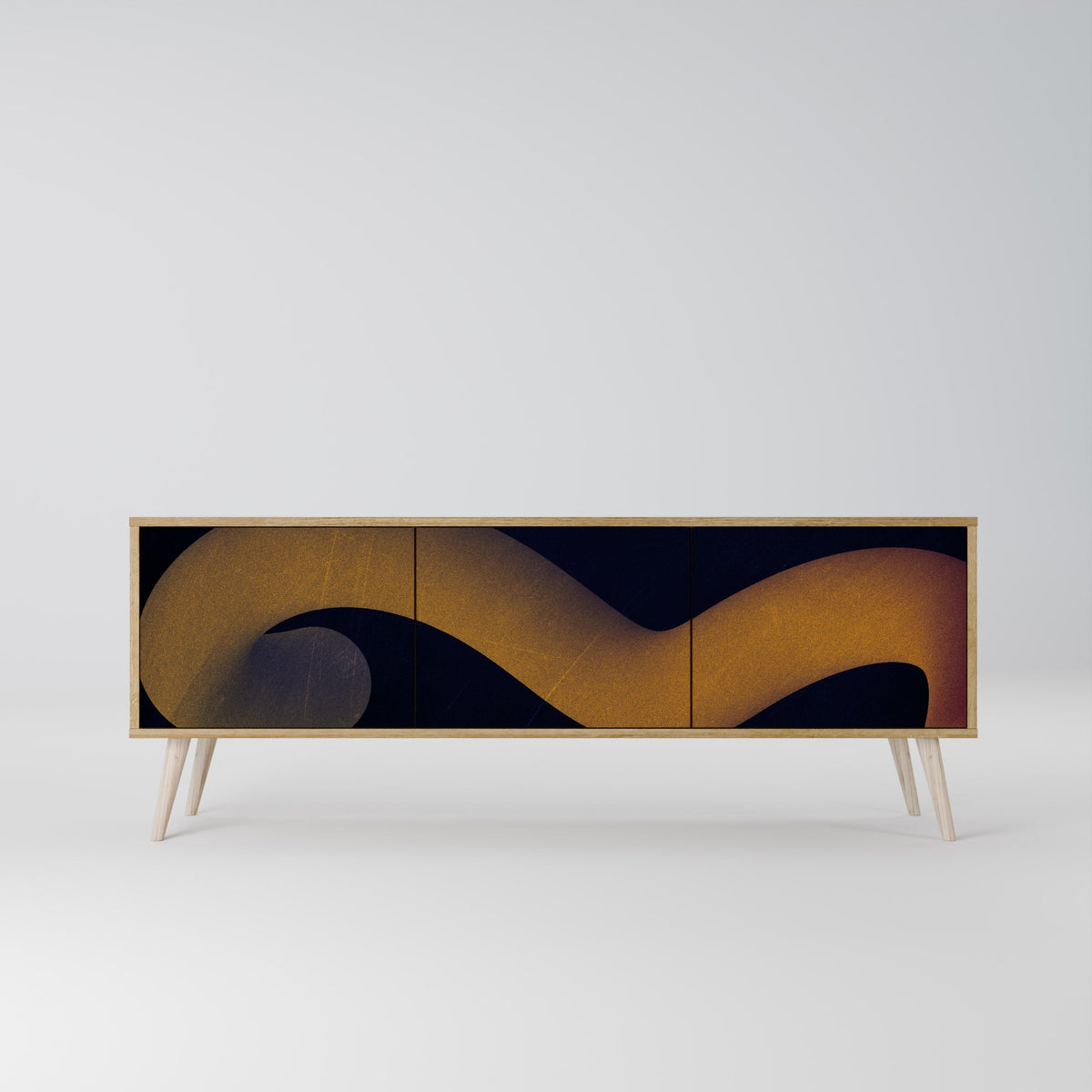 HOLLOW TIME 3-Door TV Stand in Oak Effect