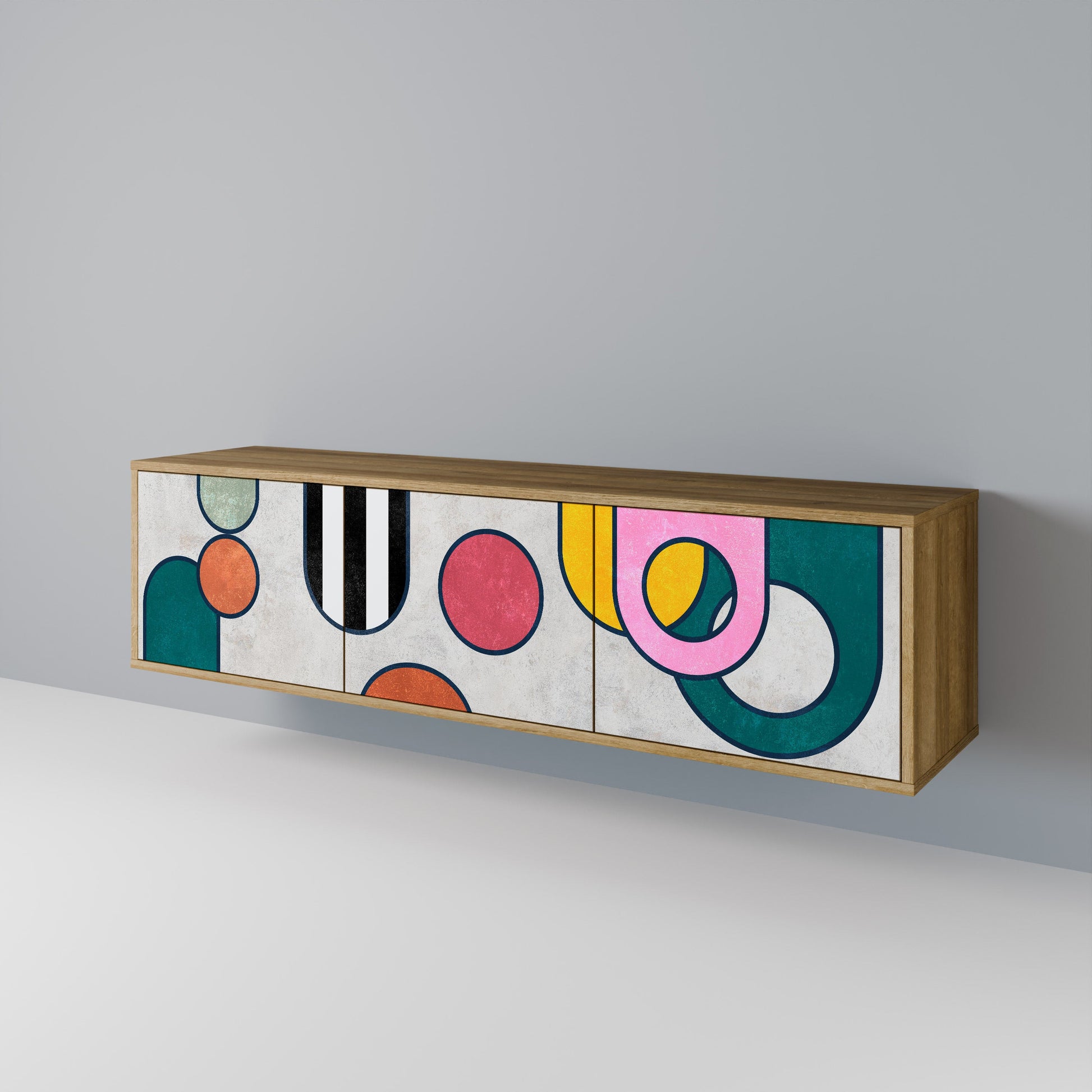 COOL STORY 3-Door TV Stand in Oak Effect