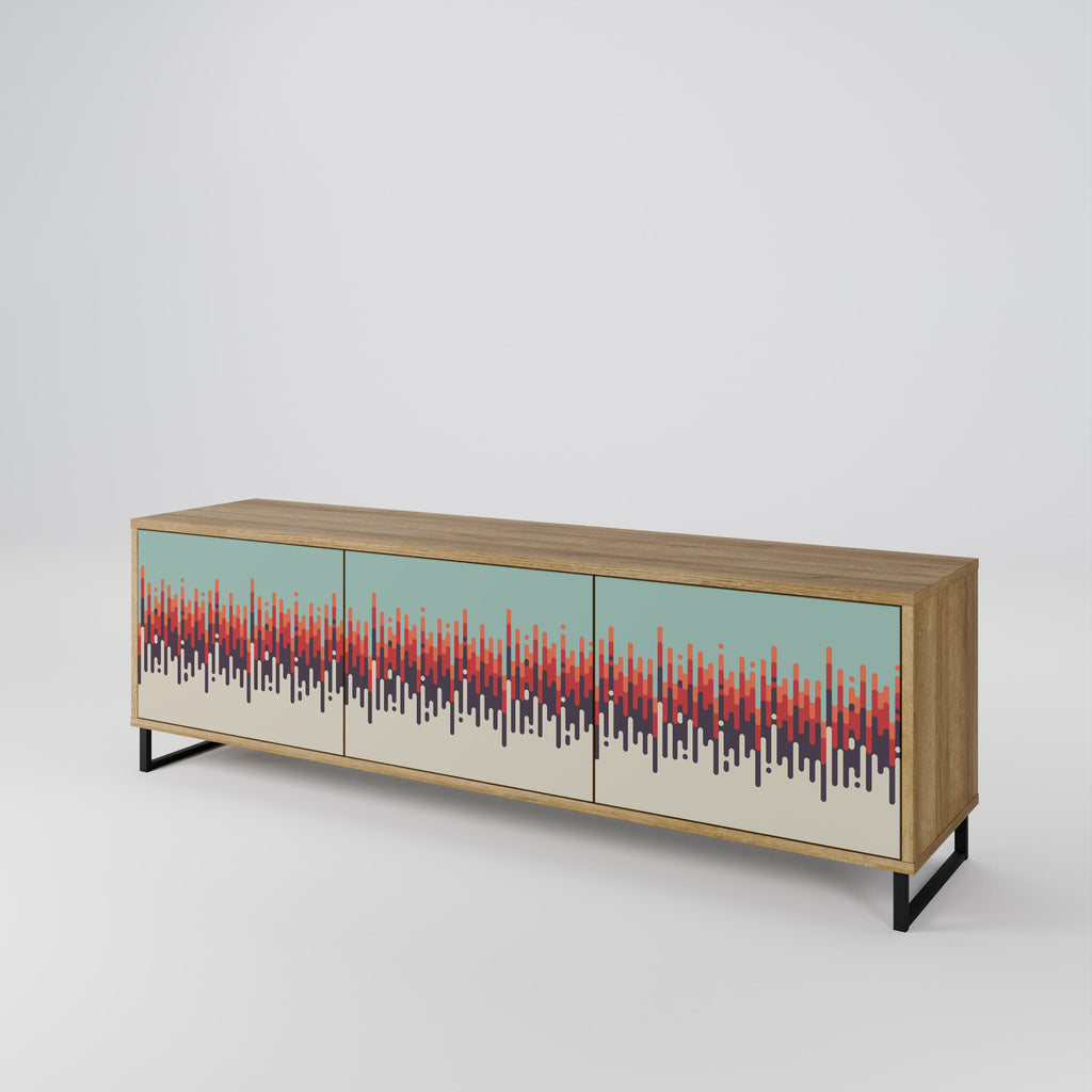CHROMA CONTOURS 3-Door TV Stand in Oak Effect