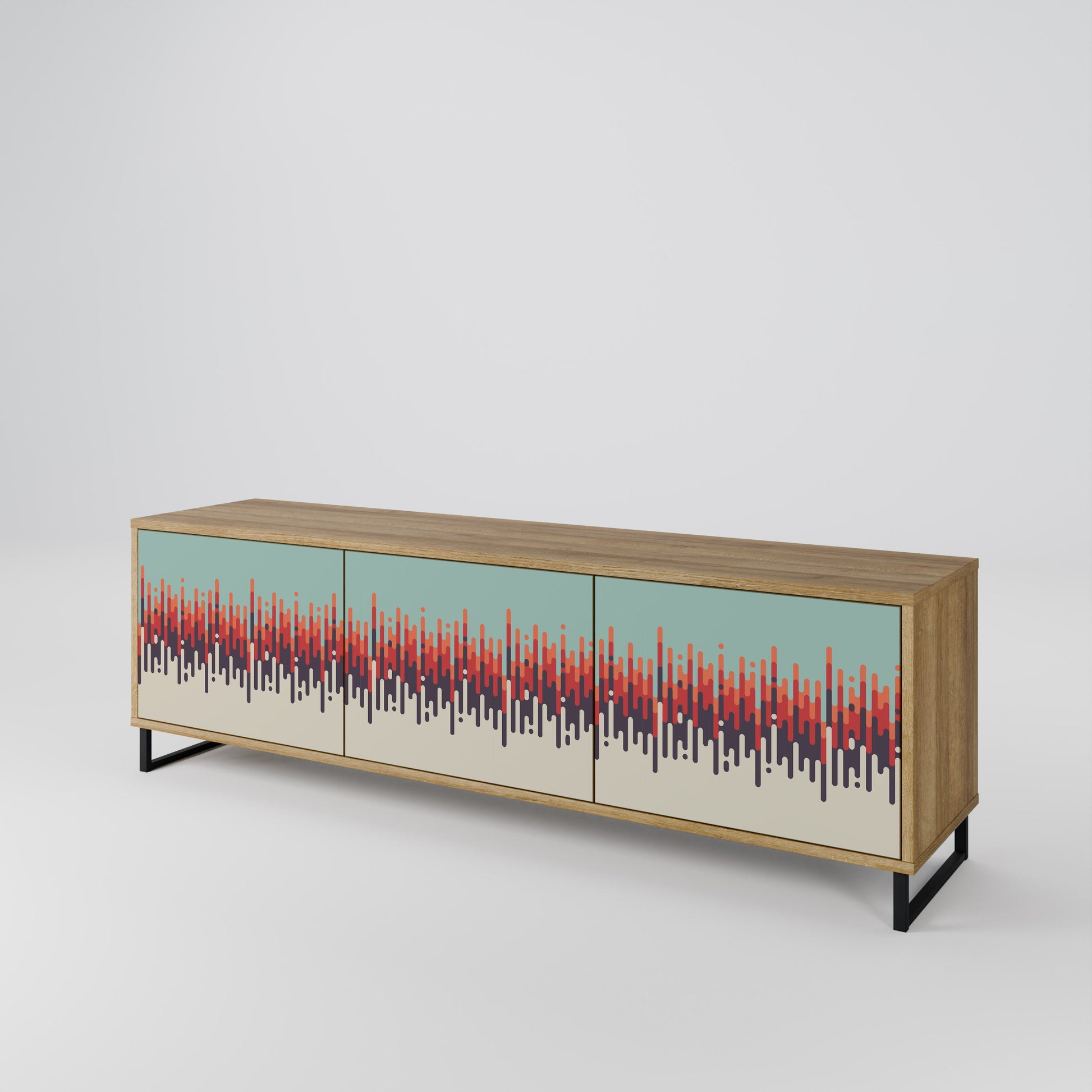 CHROMA CONTOURS 3-Door TV Stand in Oak Effect