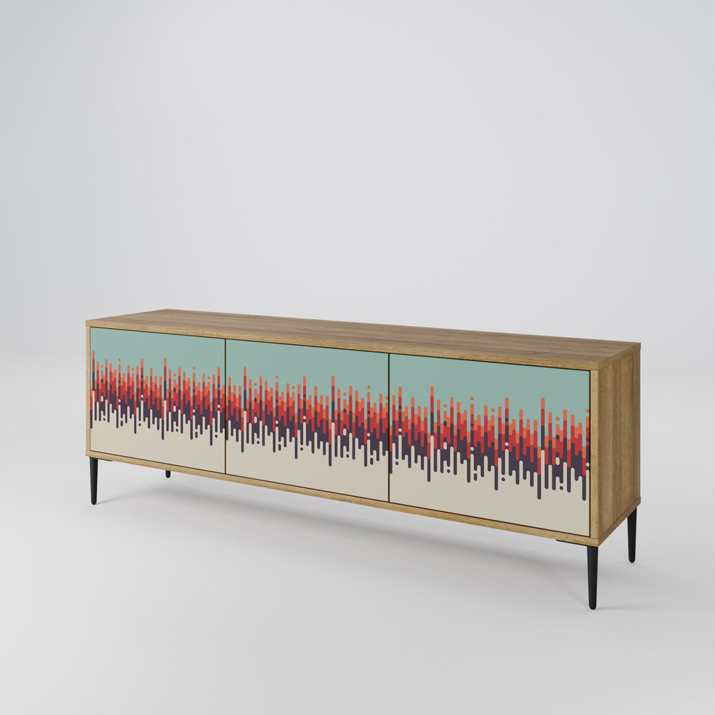 CHROMA CONTOURS 3-Door TV Stand in Oak Effect