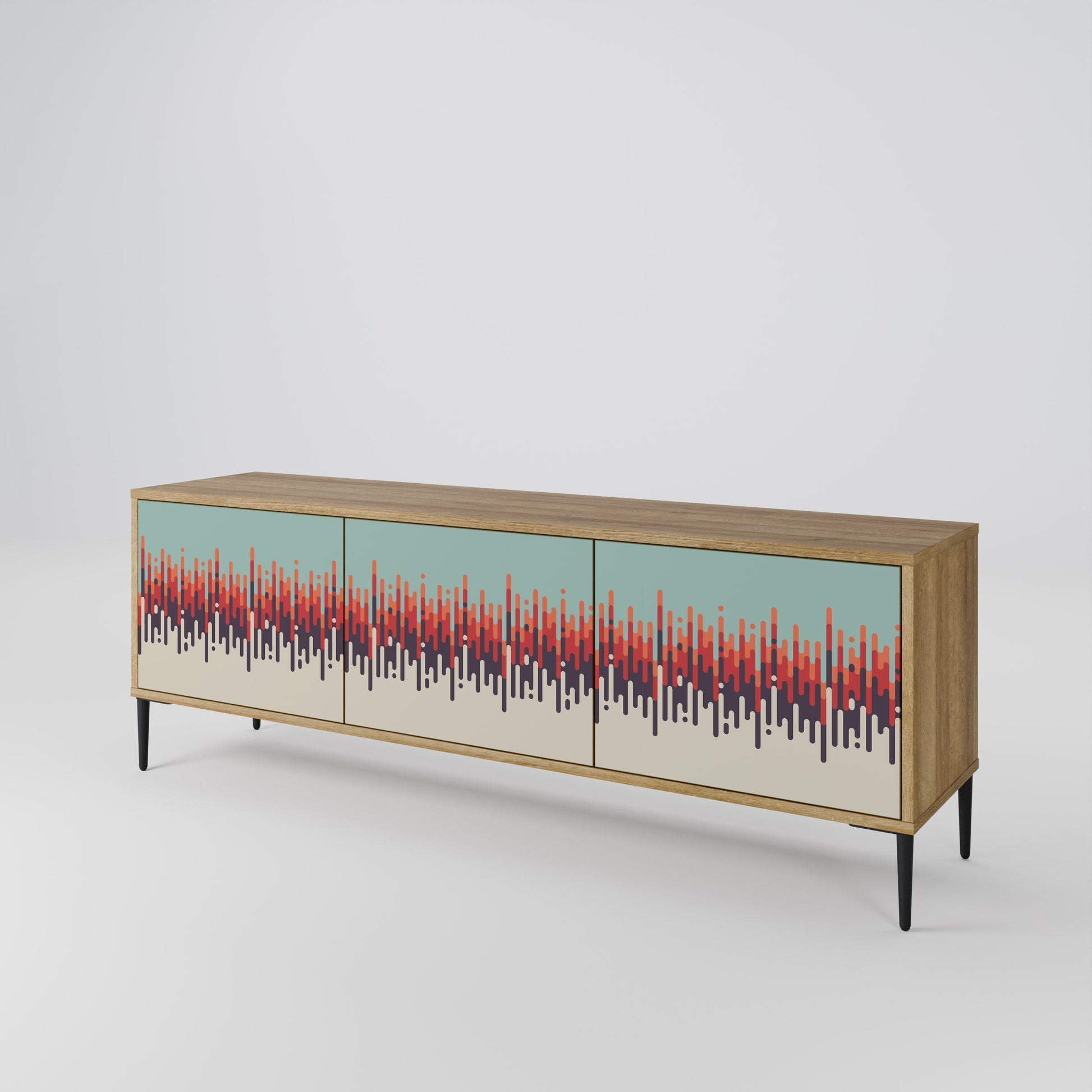 CHROMA CONTOURS 3-Door TV Stand in Oak Effect