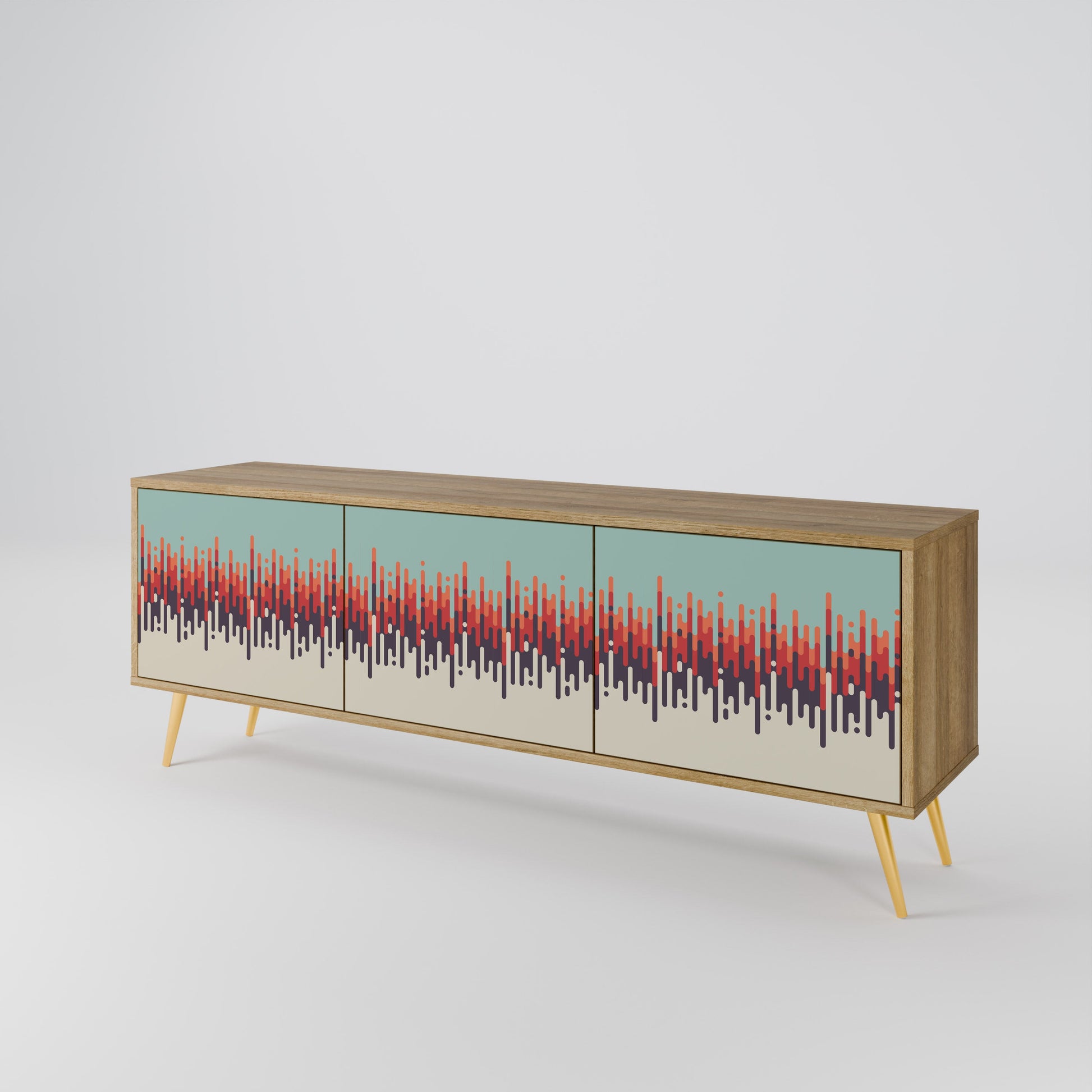 CHROMA CONTOURS 3-Door TV Stand in Oak Effect