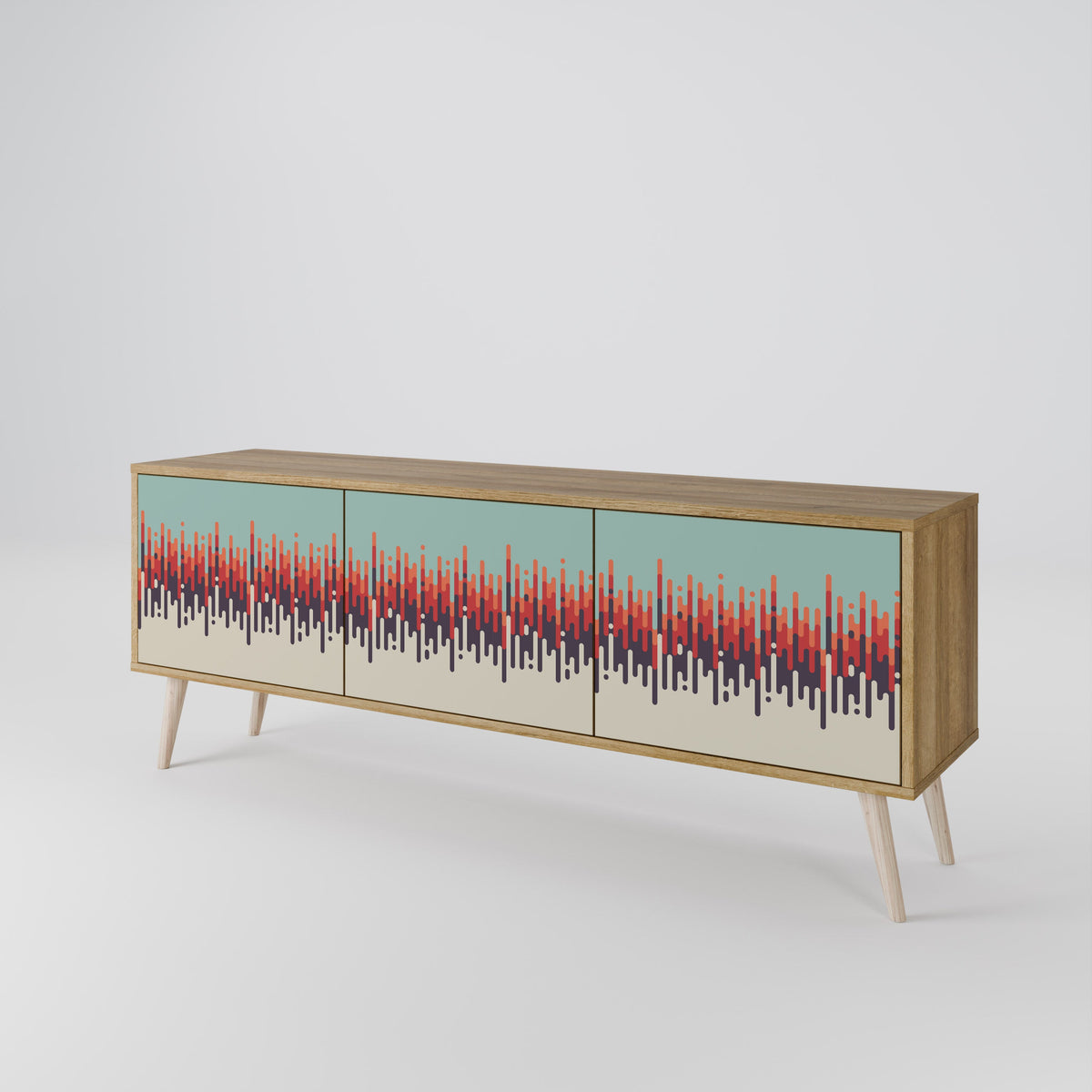CHROMA CONTOURS 3-Door TV Stand in Oak Effect