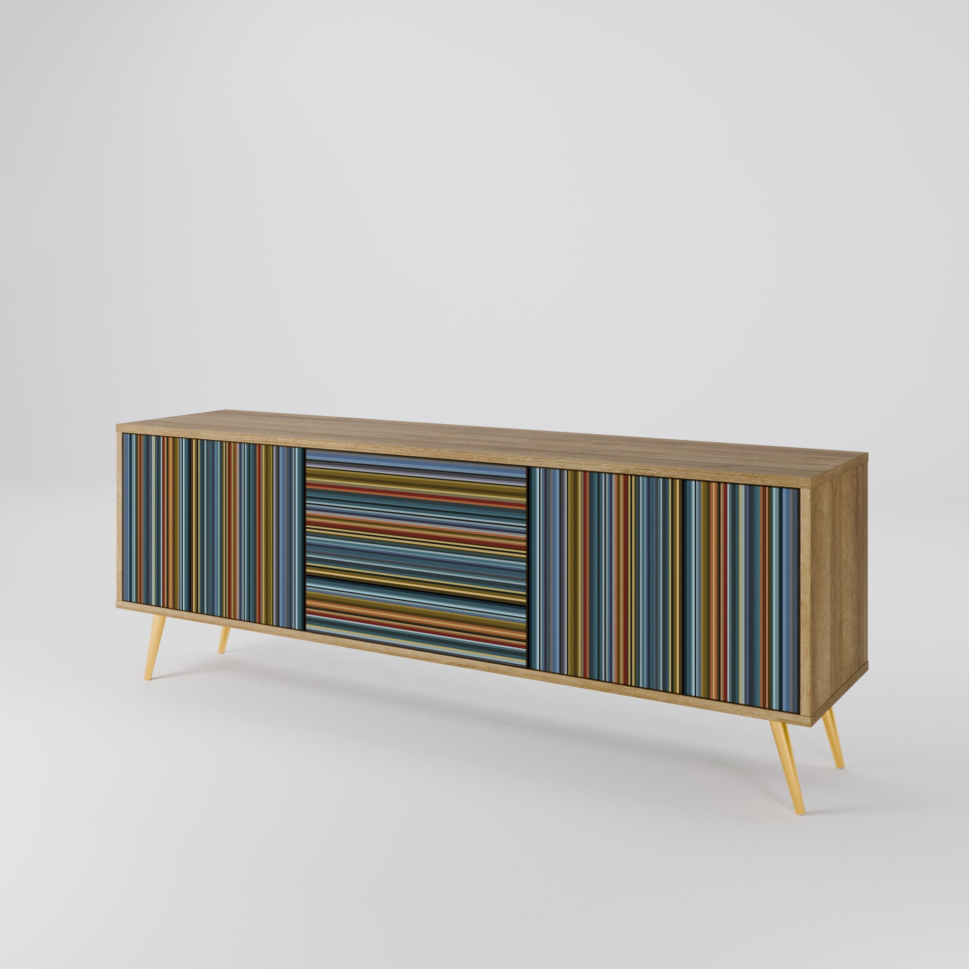 LINEOUT SPECTRUM 3-Door TV Stand in Oak Effect