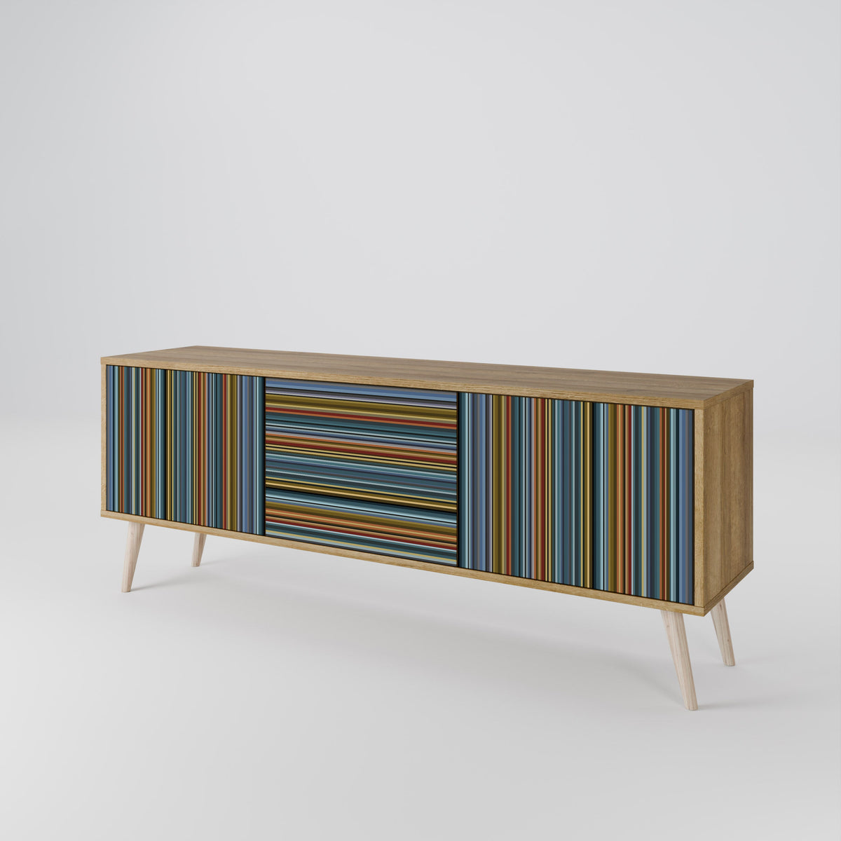 LINEOUT SPECTRUM 3-Door TV Stand in Oak Effect