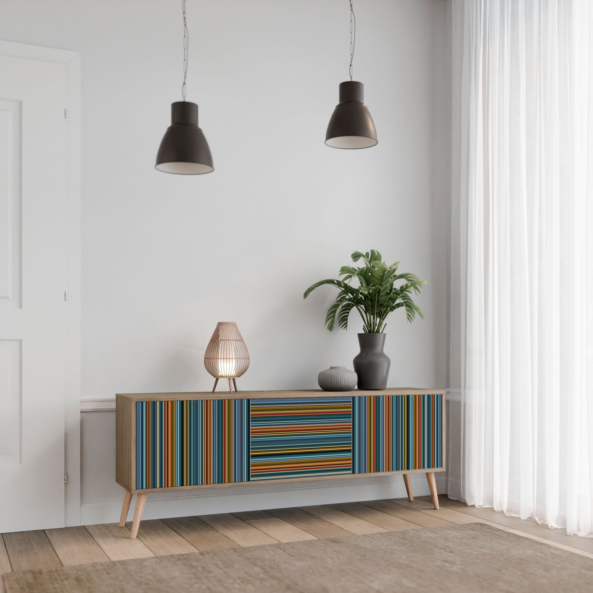 LINEOUT SPECTRUM 3-Door TV Stand in Oak Effect