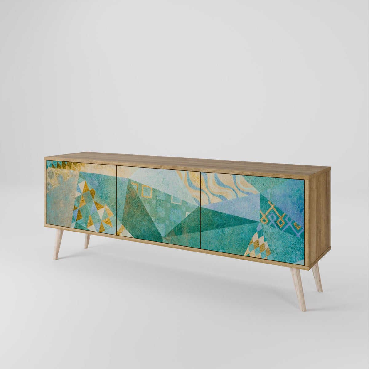 SPECTRUM SPLENDOR 3-Door TV Stand in Oak Effect