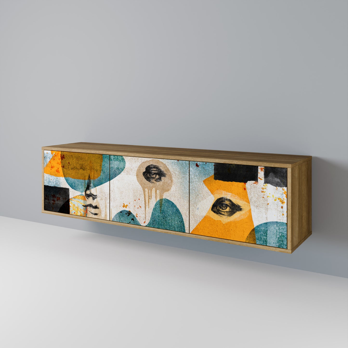 ABSTRACT FACES 3-Door TV Cabinet