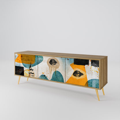 ABSTRACT FACES 3-Door TV Cabinet