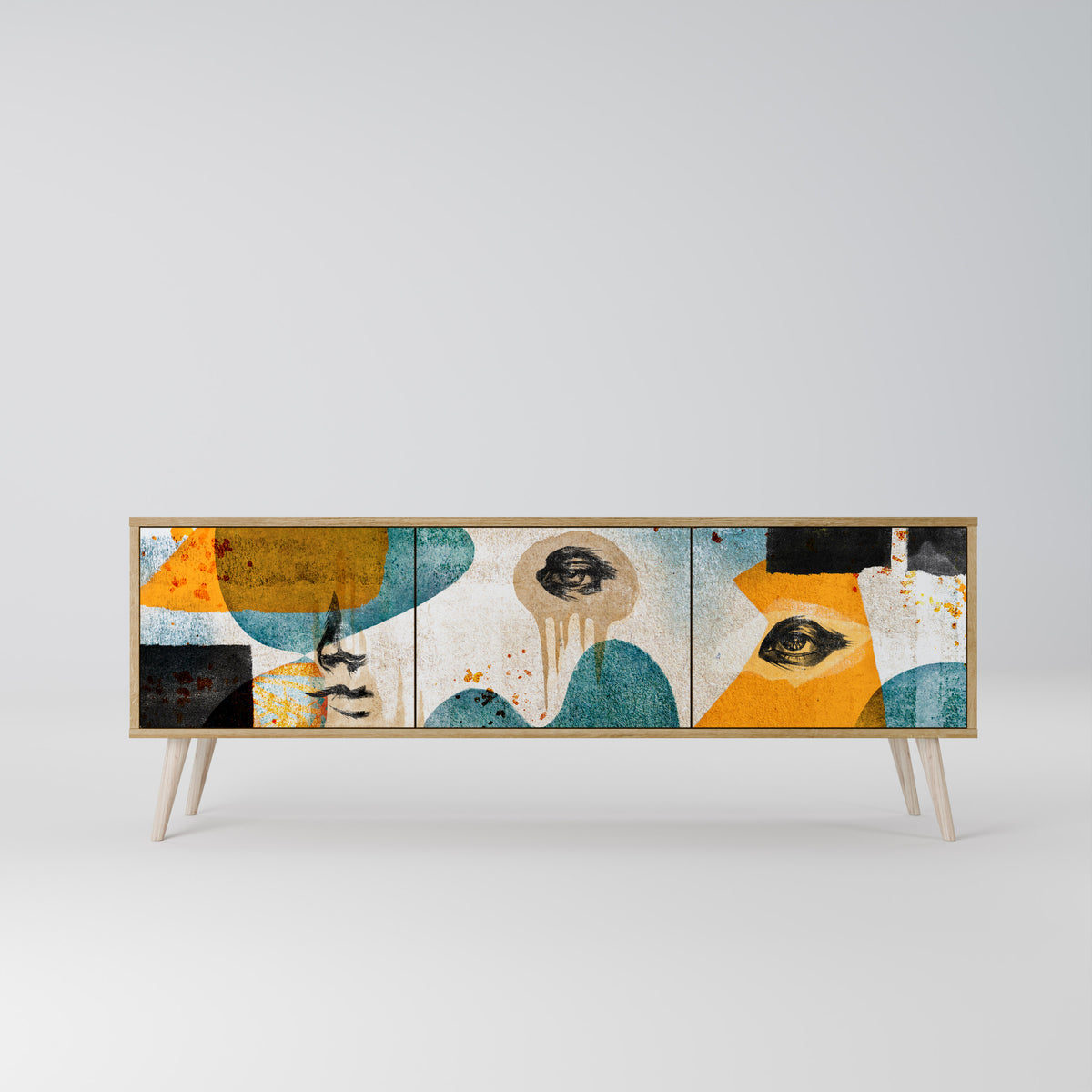 ABSTRACT FACES 3-Door TV Cabinet