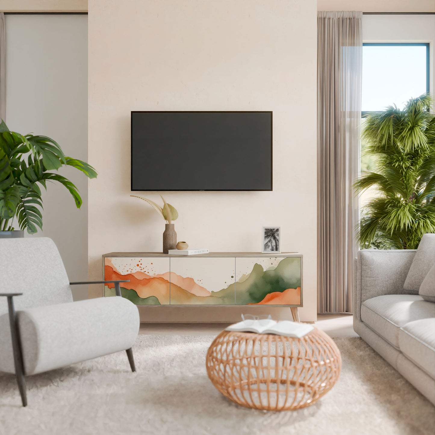 WATERCOLOUR PEAKS 3-Door TV Cabinet