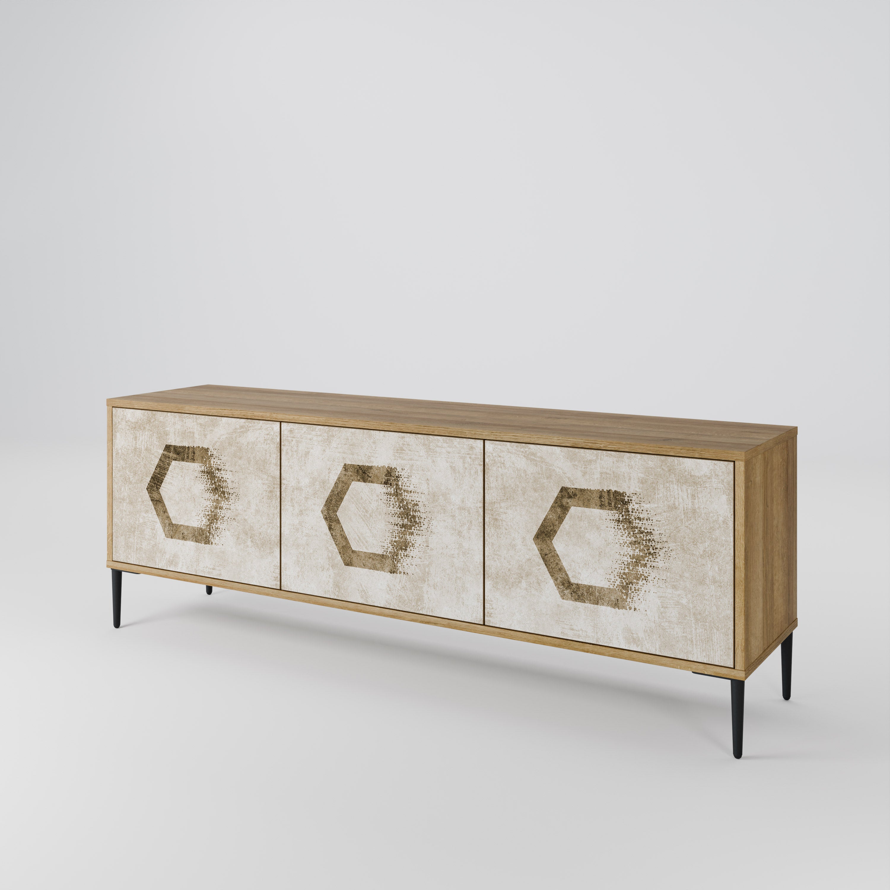 HEXAGONAL SHAPES 3-Door TV Cabinet