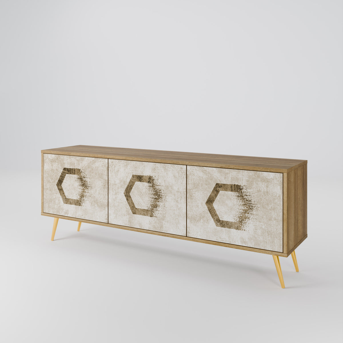HEXAGONAL SHAPES 3-Door TV Cabinet