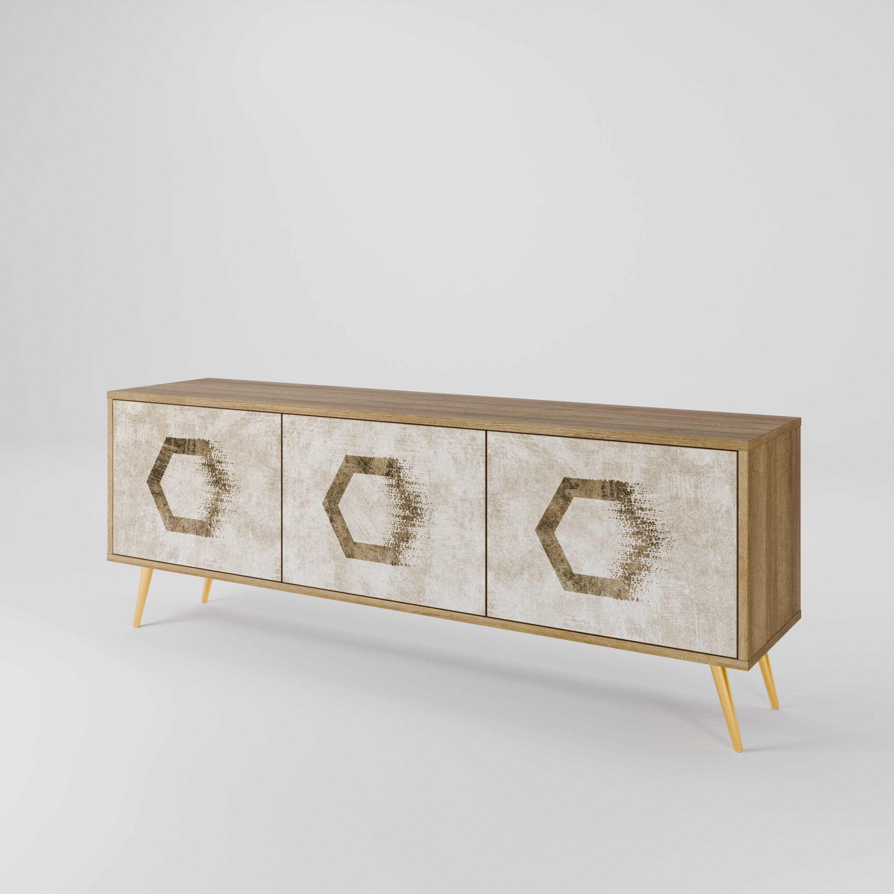 HEXAGONAL SHAPES 3-Door TV Cabinet