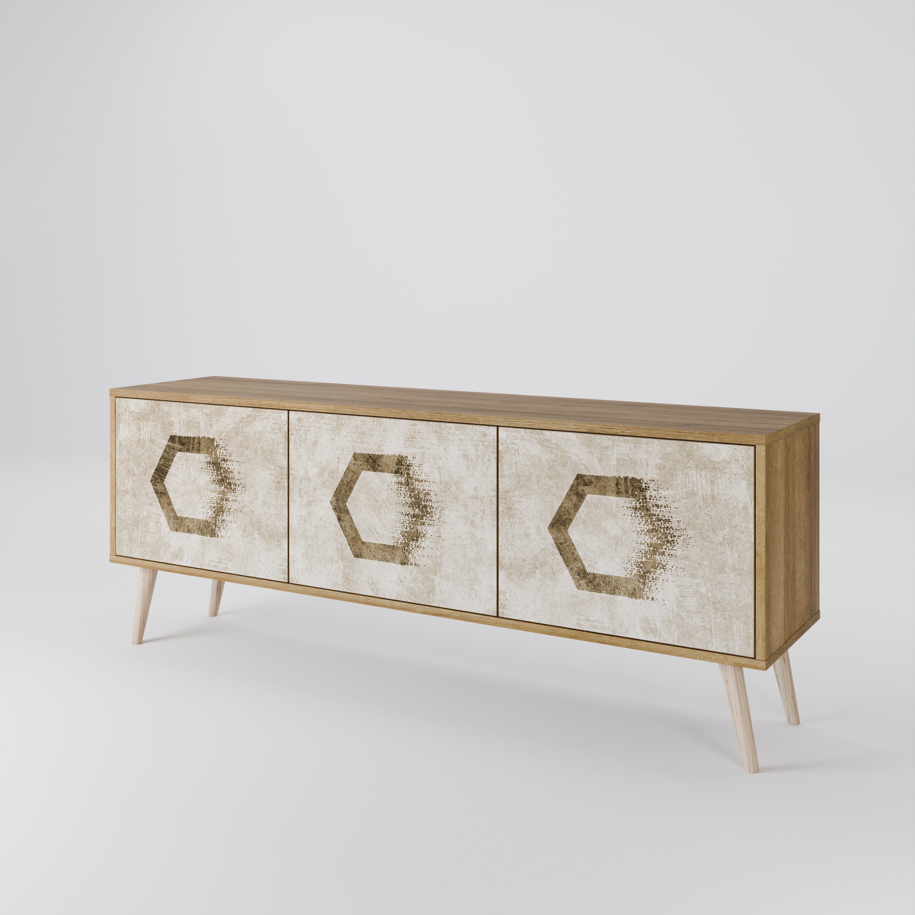 HEXAGONAL SHAPES 3-Door TV Cabinet