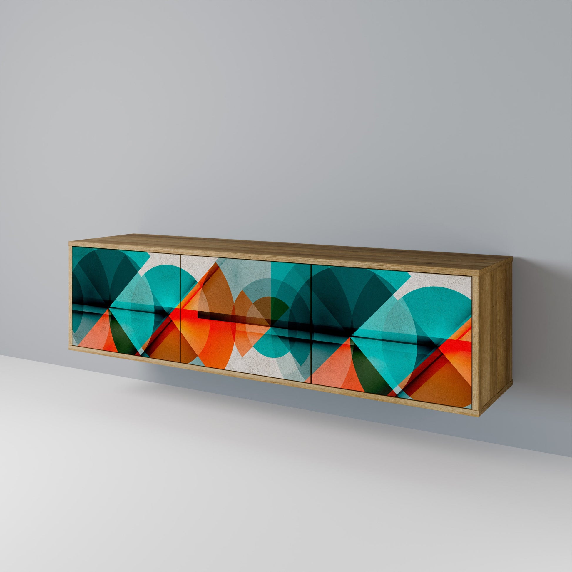 CIRCULAR RHAPSODY 3-Door TV Stand in Oak Effect