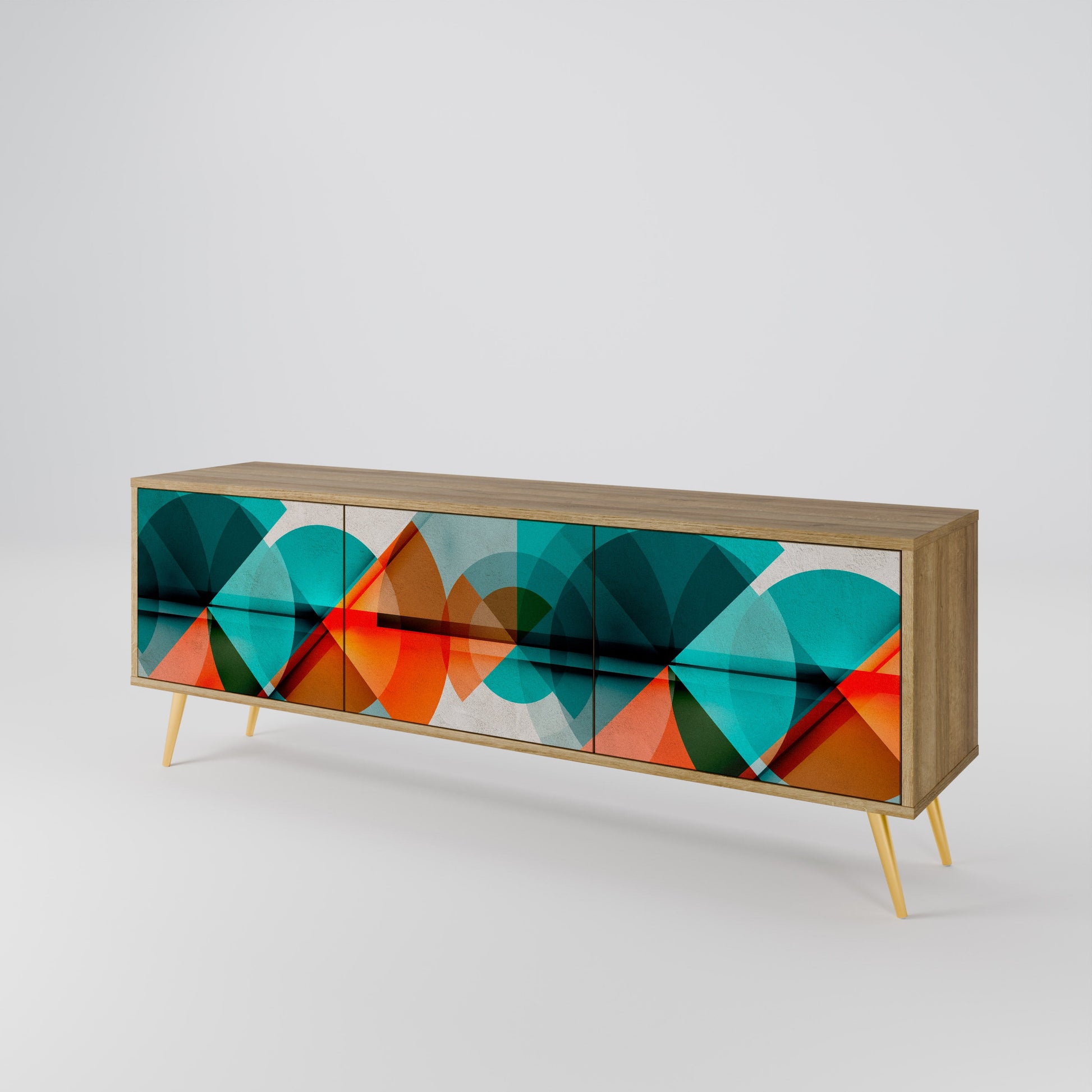 CIRCULAR RHAPSODY 3-Door TV Stand in Oak Effect