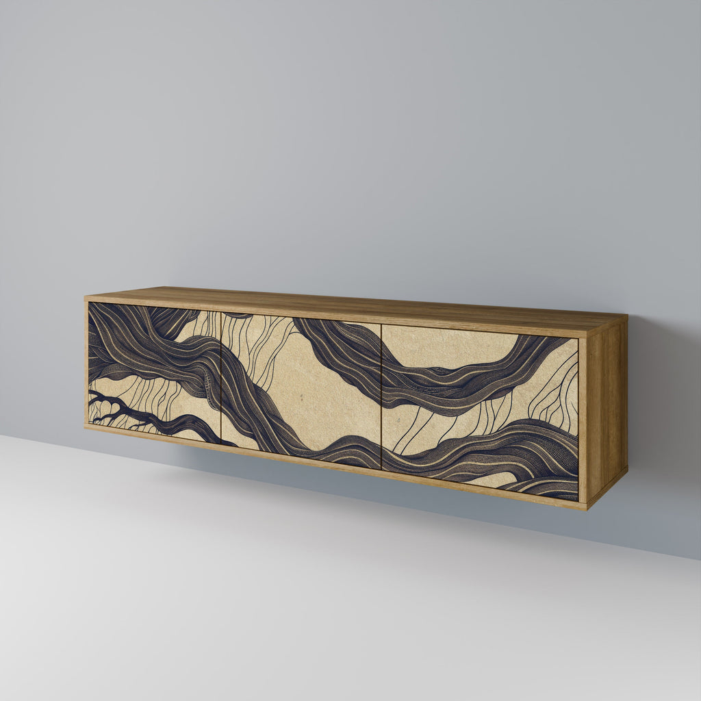 UNIFIED FRAGMENTS 3-Door TV Stand in Oak Effect
