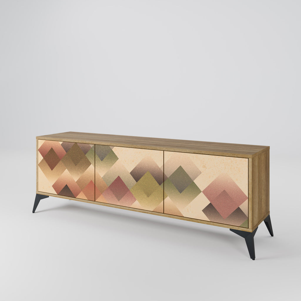 GEOMETRIC FUSION 3-Door TV Stand in Oak Effect