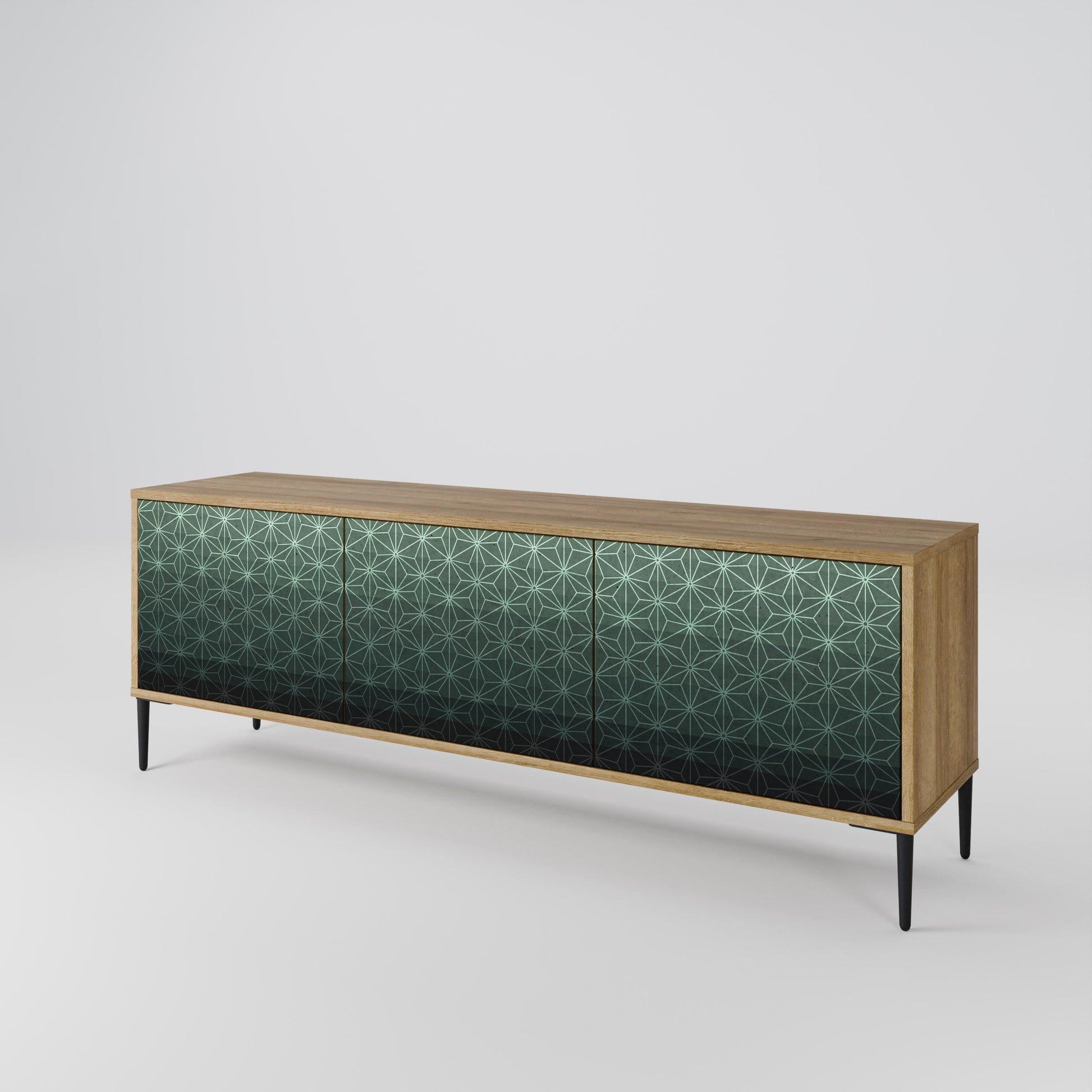 ORNAMENTAL GLIMMER 3-Door TV Stand in Oak Effect