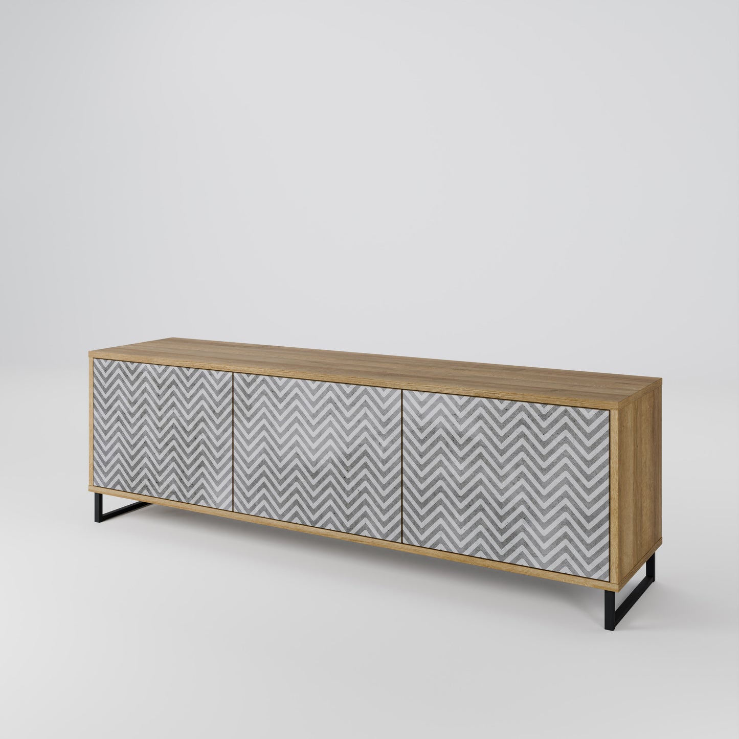 CONCRETE ZIG ZAG 3-Door TV Cabinet