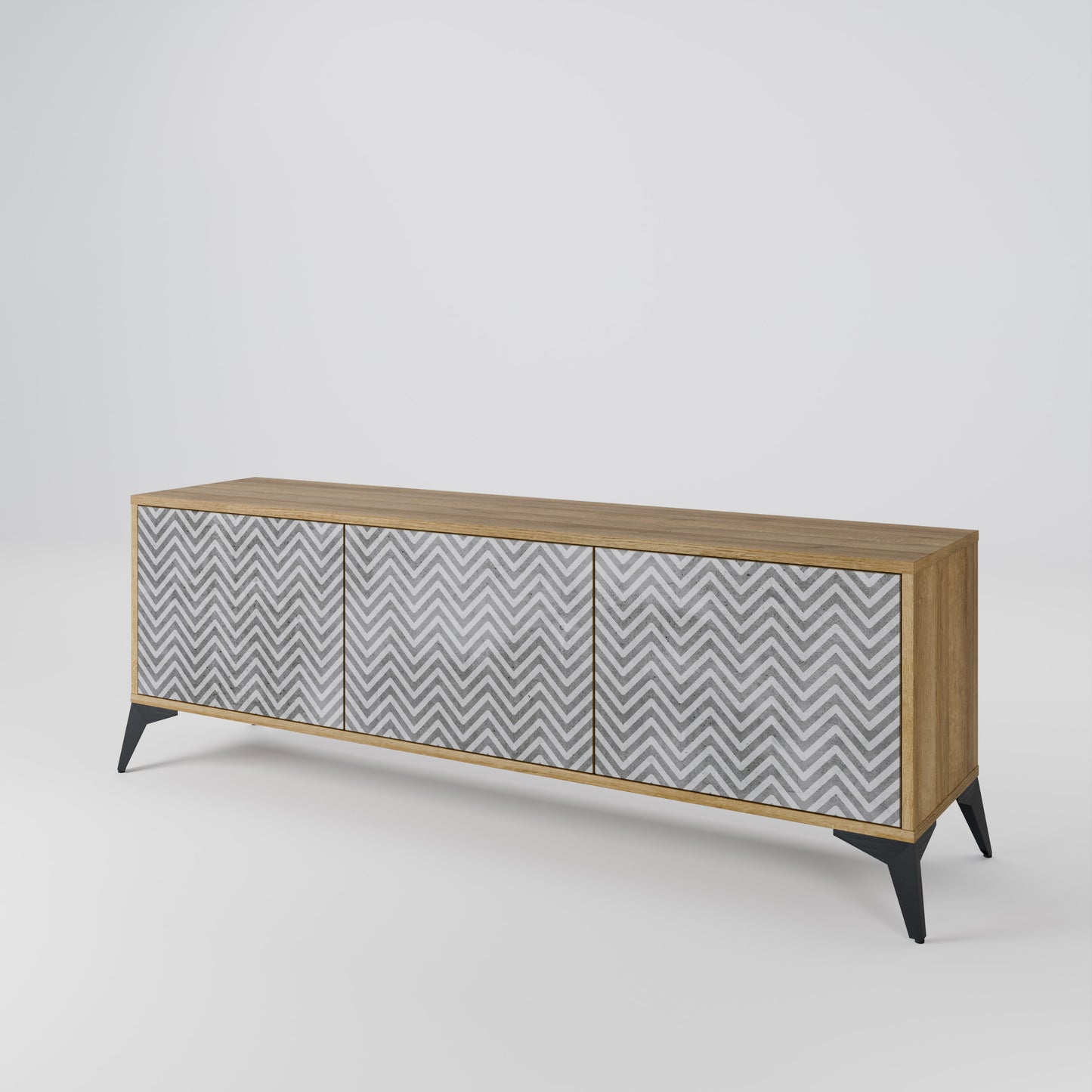 CONCRETE ZIG ZAG 3-Door TV Cabinet