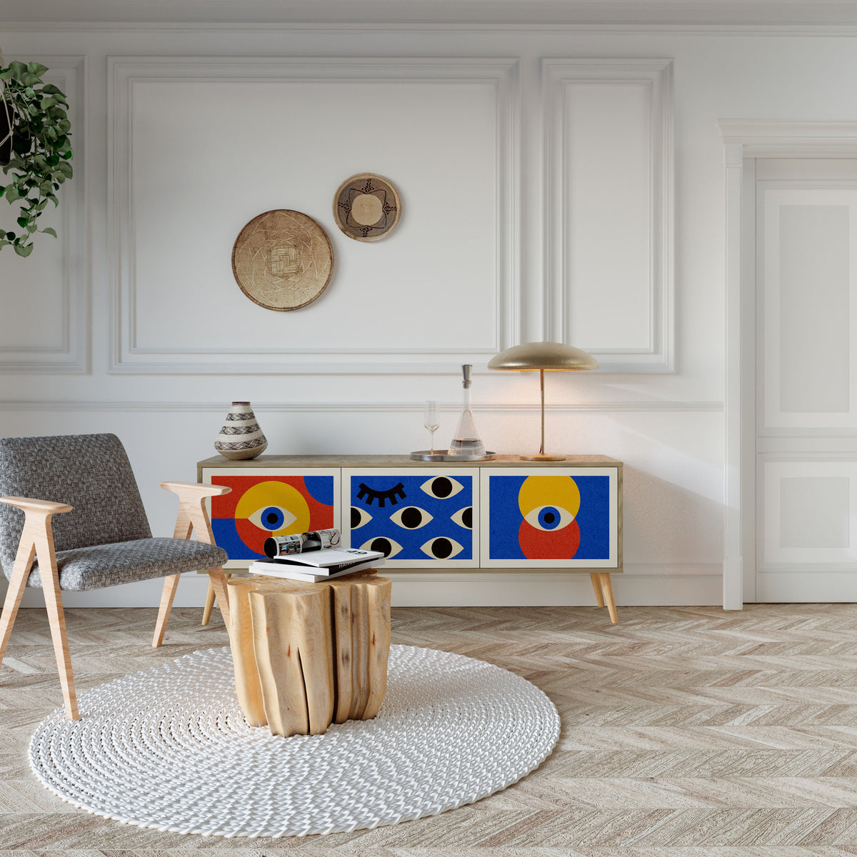 GEOMETRIC EYES 3-Door TV Cabinet