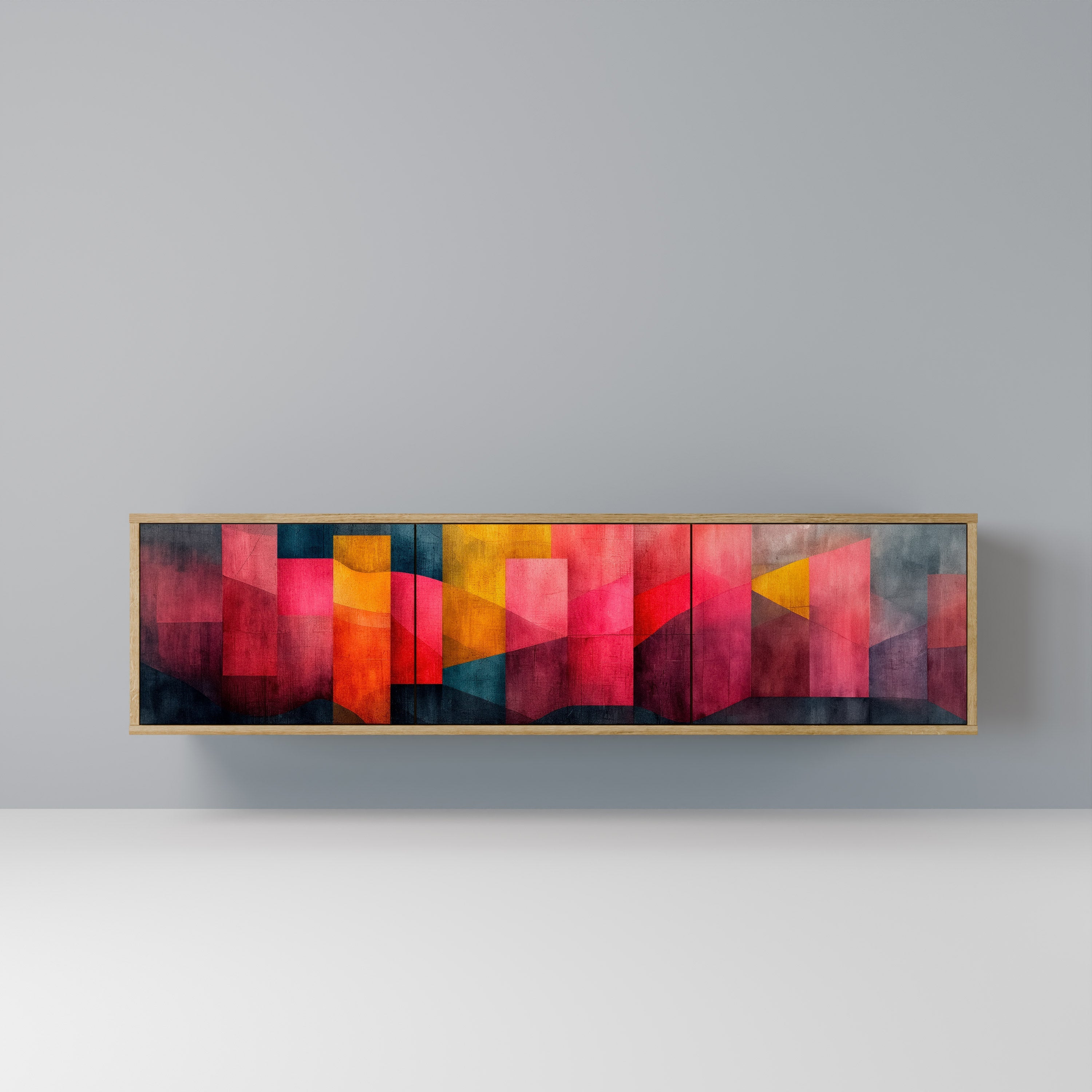 Meuble TV 3 portes COLORFUL SOUNDS effet chêne