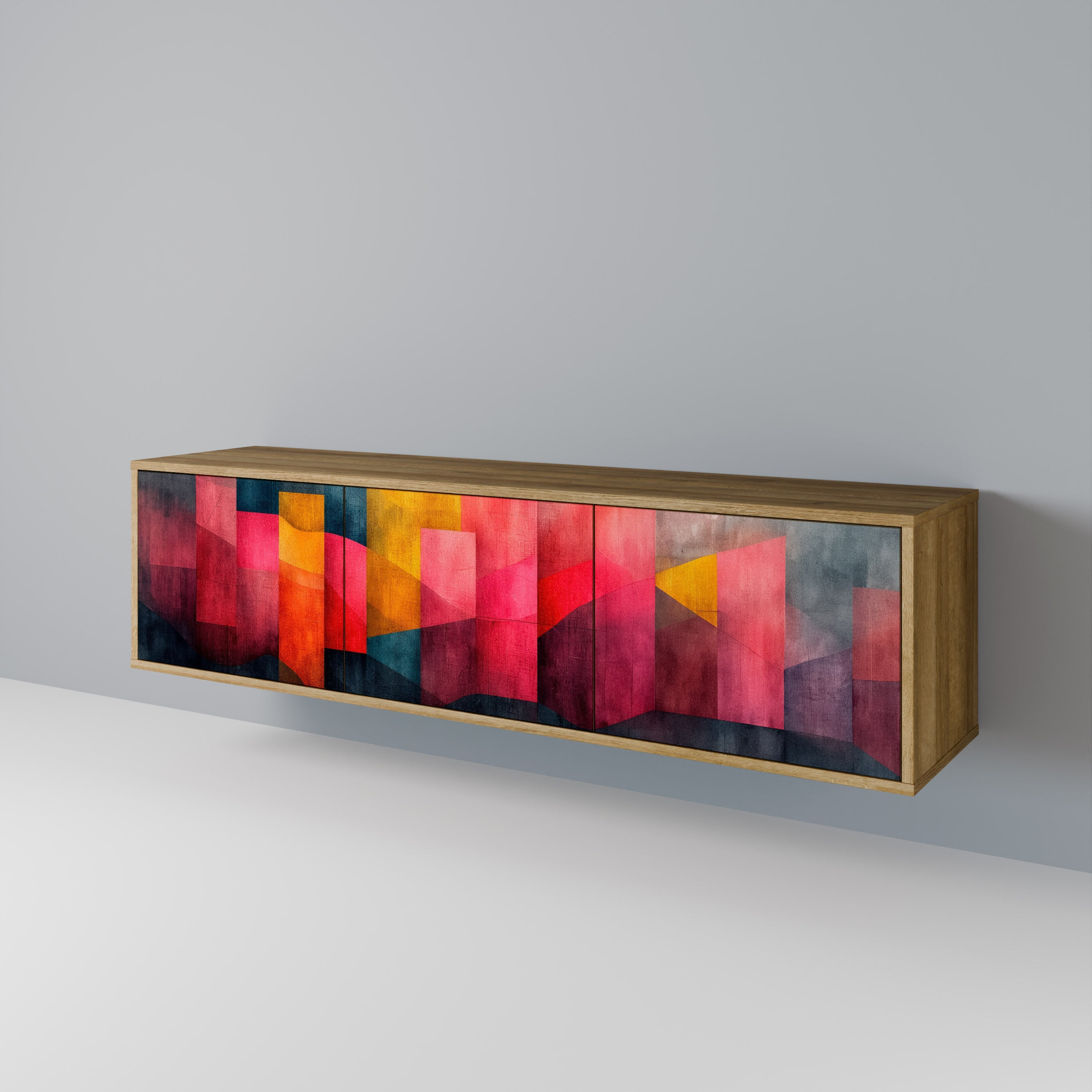 Meuble TV 3 portes COLORFUL SOUNDS effet chêne