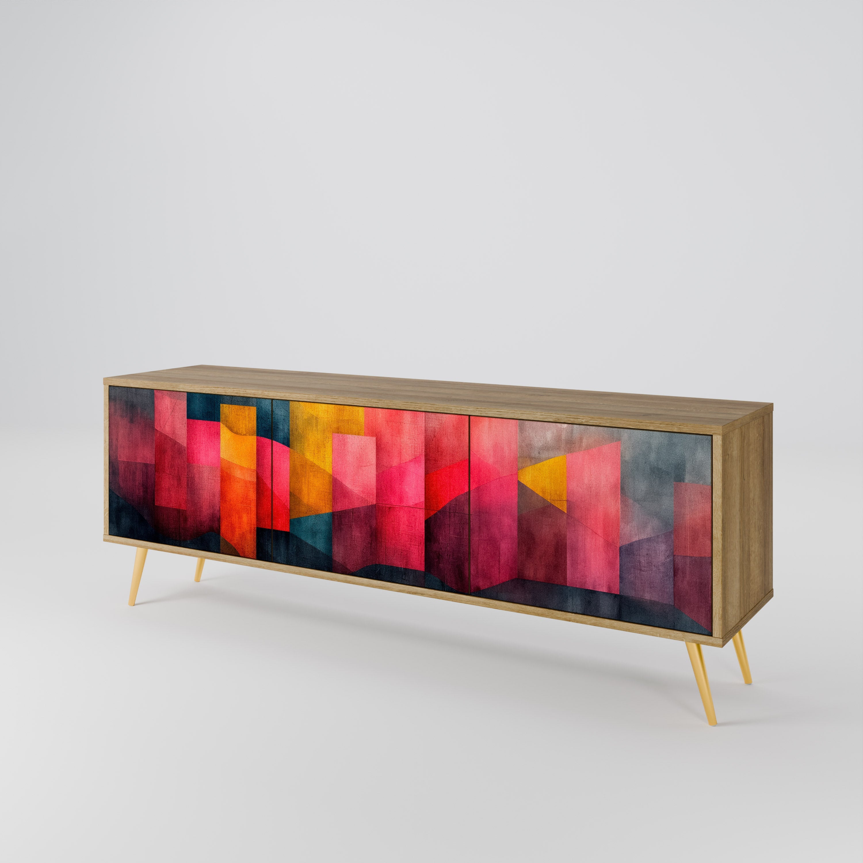 Meuble TV 3 portes COLORFUL SOUNDS effet chêne