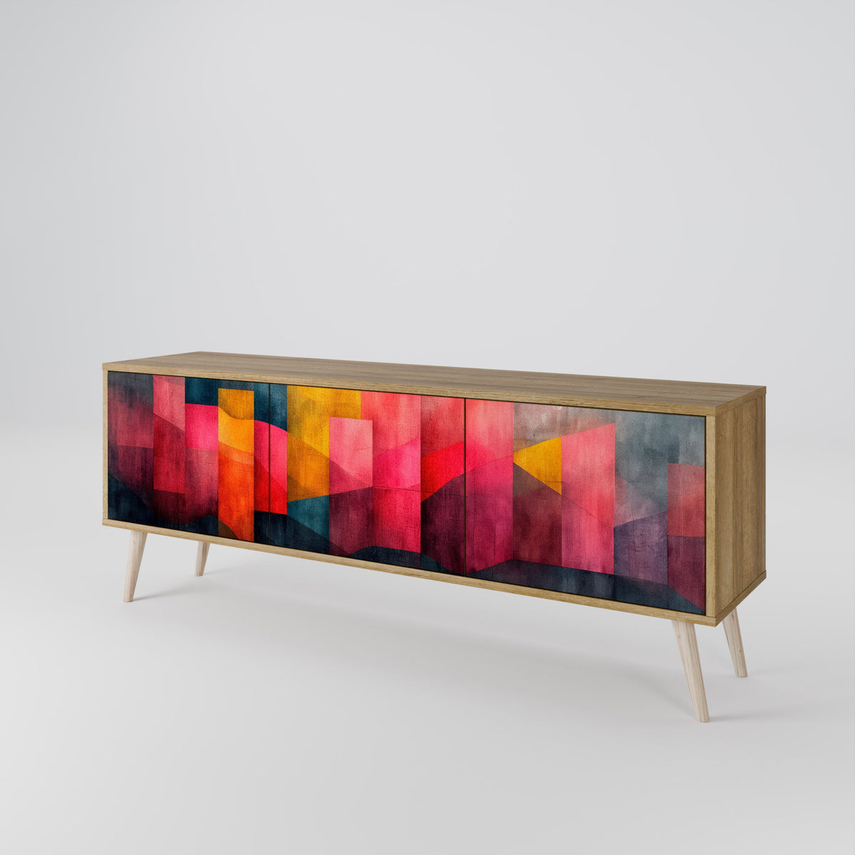 COLORFUL SOUNDS 3-Door TV Stand in Oak Effect