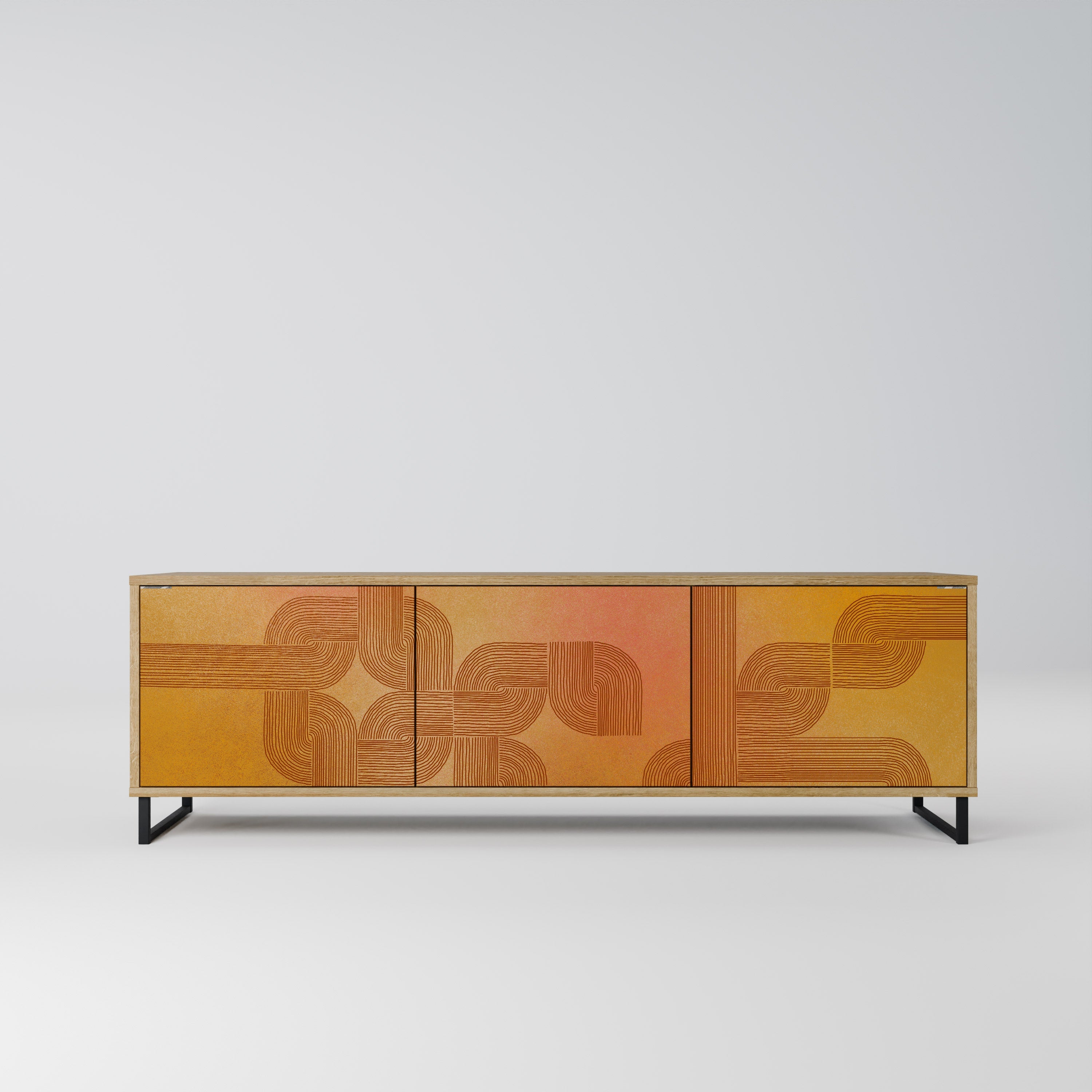 Meuble TV 3 portes effet chêne STRENGTHENING RELATION