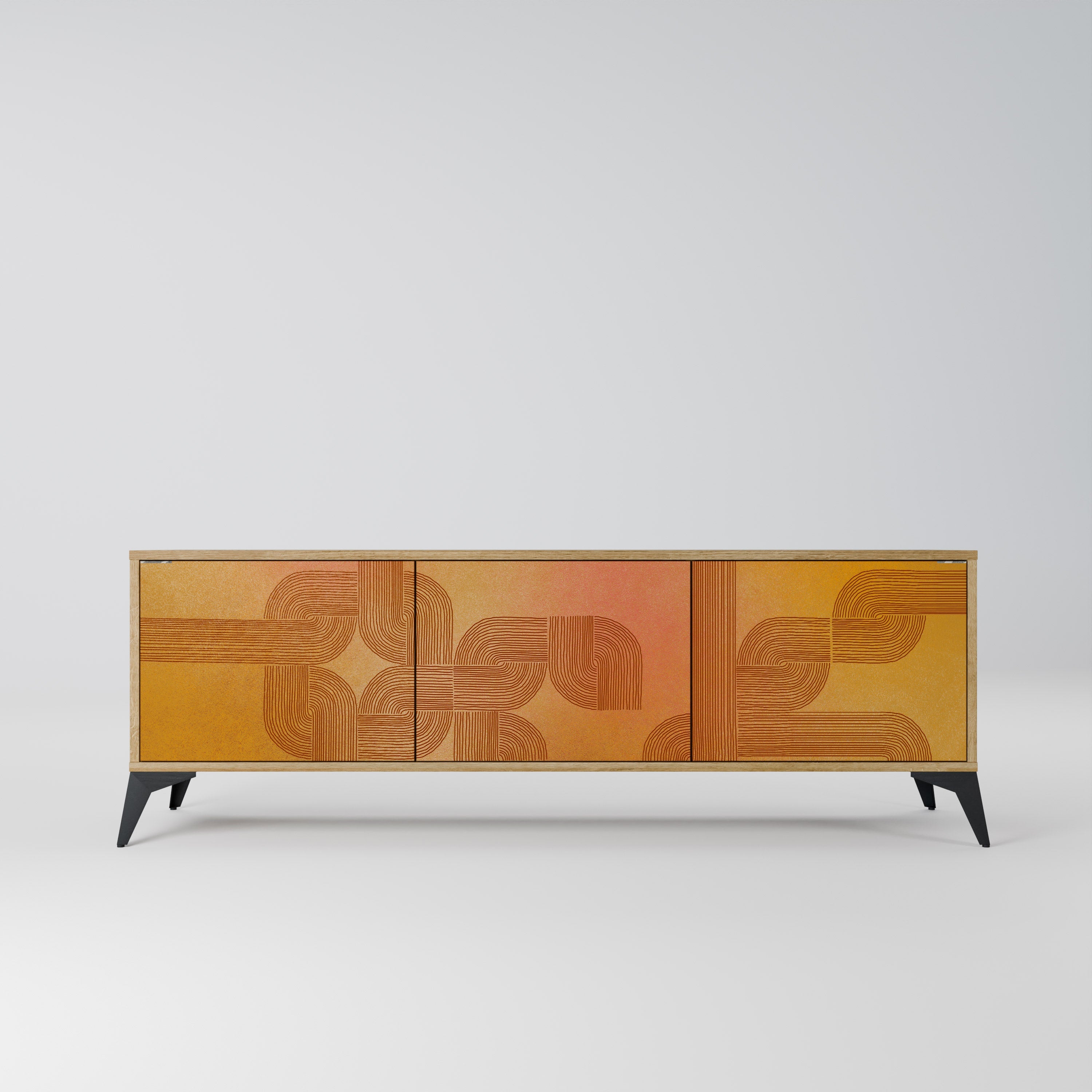 Meuble TV 3 portes effet chêne STRENGTHENING RELATION