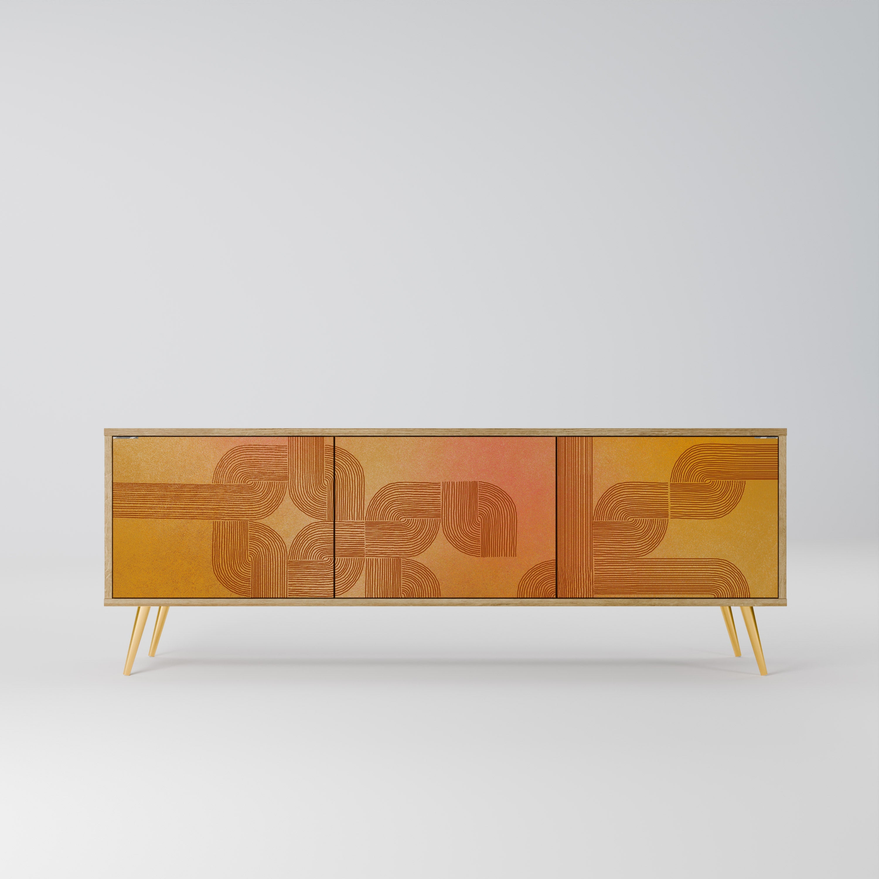 Meuble TV 3 portes effet chêne STRENGTHENING RELATION